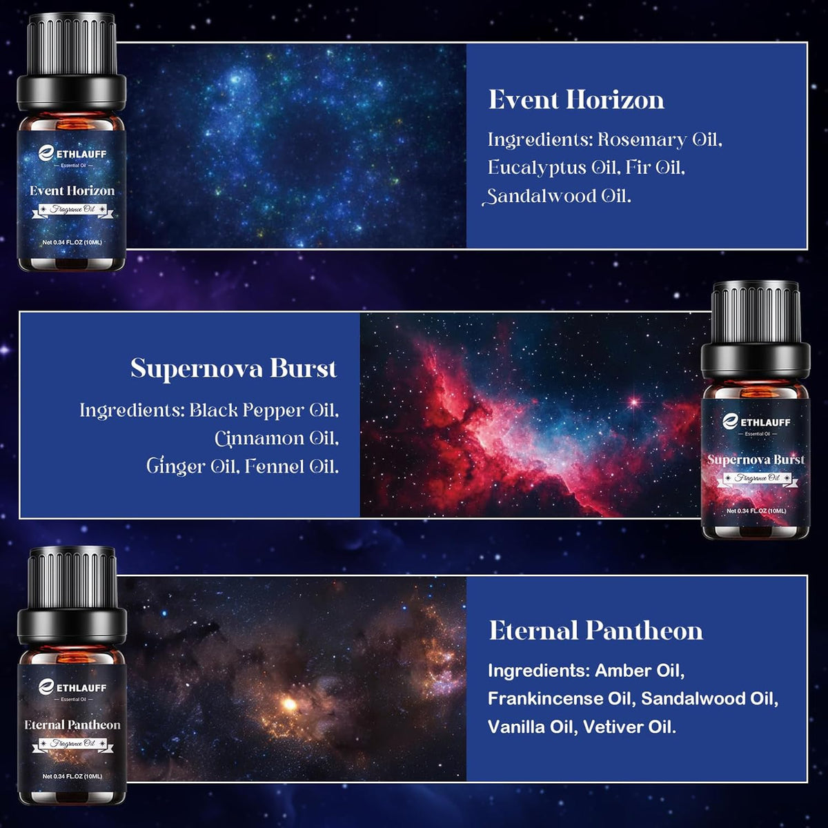 Essential Oil Blends, Starry Spell Essential Oil Set for Diffusers for Home, Humidifiers, Candle
