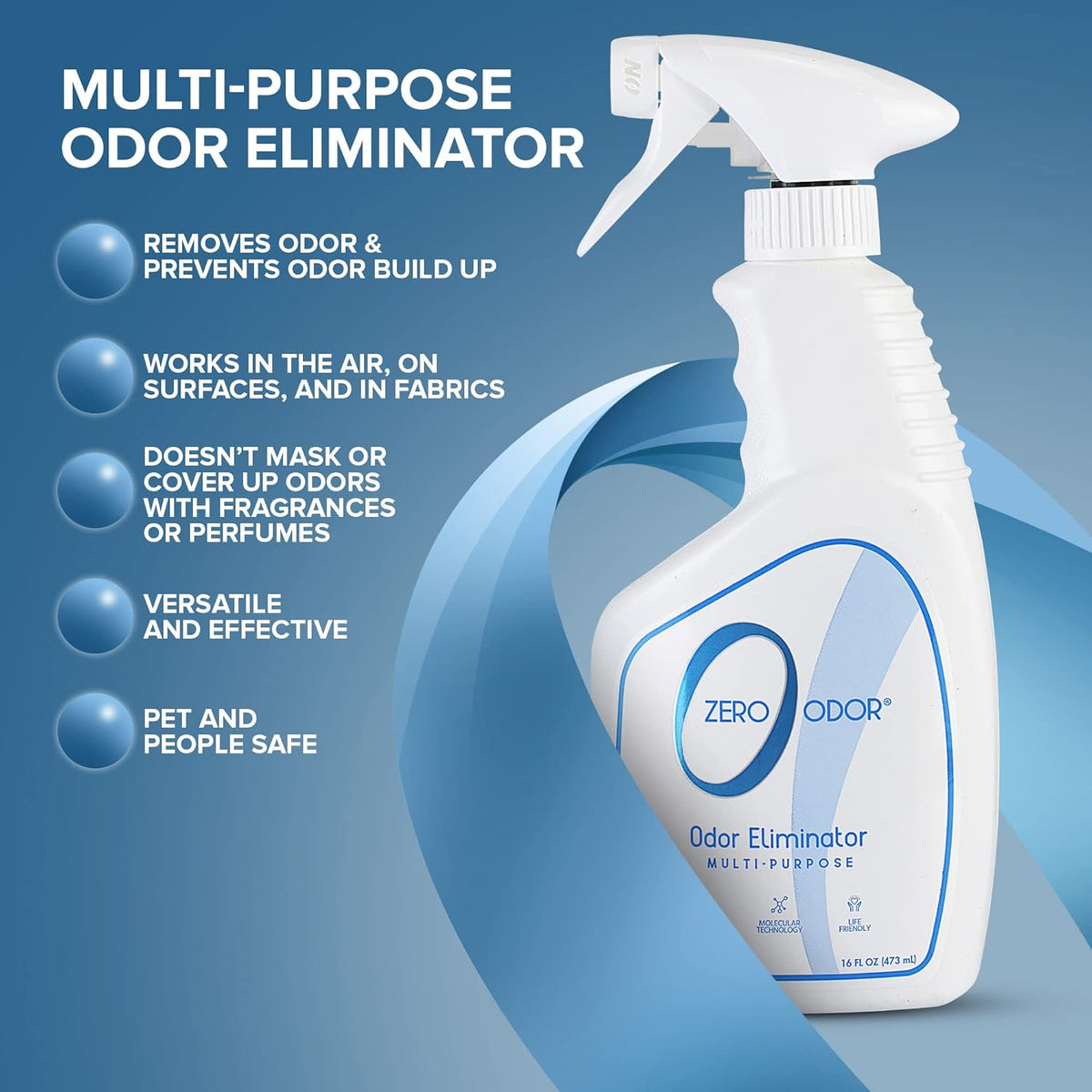 Zero Odor - Multi-Purpose Strong Odor Eliminator for Home, Office, Car, Bathroom, Hotel, Room