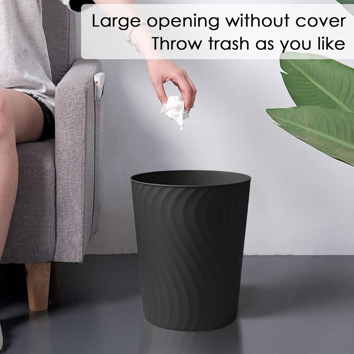 YGJT Small Trash Can, 3 Pack 1.8 Gallons Bathroom Trash Can, Slim Waste Basket, Round Garbage Can