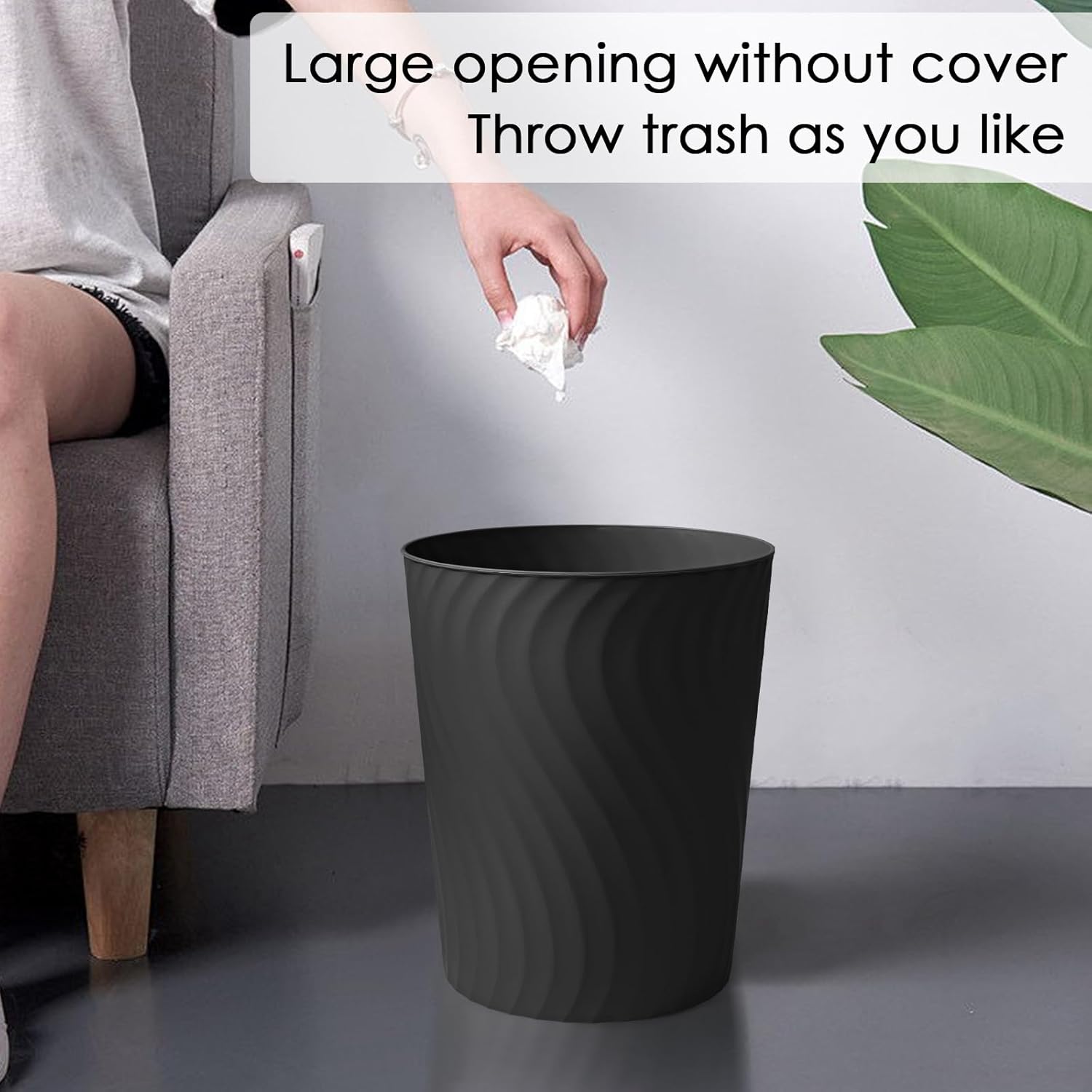 YGJT Small Trash Can, 3 Pack 1.8 Gallons Bathroom Trash Can, Slim Waste Basket, Round Garbage Can