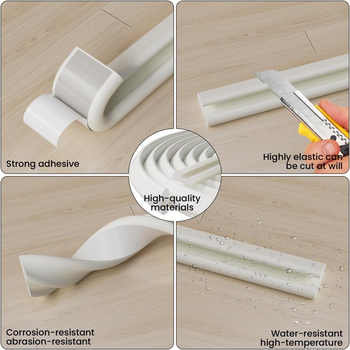 V Shape Foam Weather Stripping Door Frame Seal Strip 2Pcs×26FT White, Draft Stopper, Insulation
