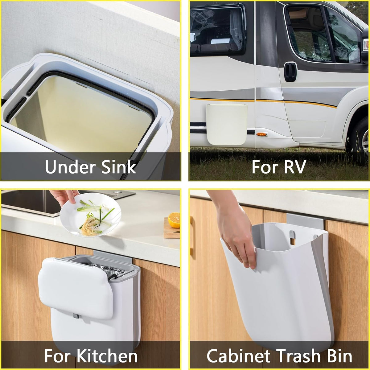 Soddeph 3.2 Gallon Foldable Hanging Trash Can for Cabinet Door,Kitchen Compost Bin,Wall-Mounted