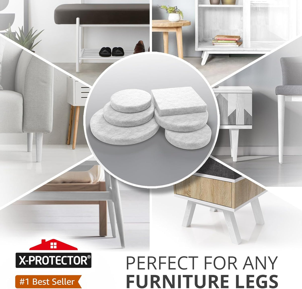 357 pcs White Felt Furniture Pads X-Protector! Huge Quantity of Furniture Pads for Hardwood Floors