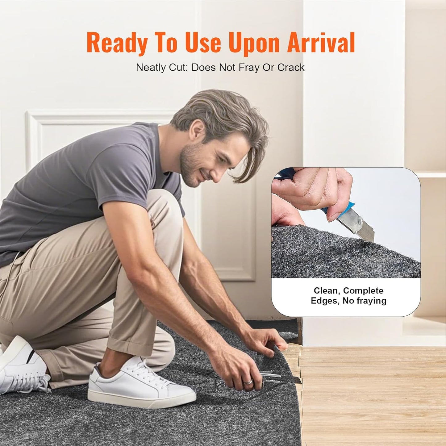 VEVOR Non-Slip Resistant Rug Pad, Protective Cushioning Carpet Pad, 2'x8' (7.875' Actual), 1/4"