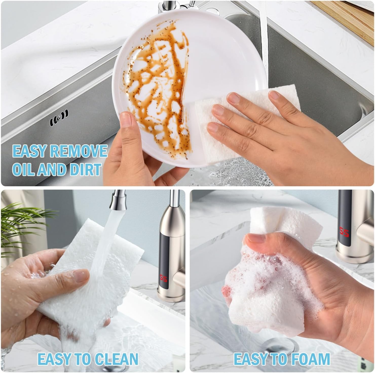 YoleShy White Sponges Kitchen 10 Pack Natural Compressed Cellulose Sponges for Dishes Non Scratch