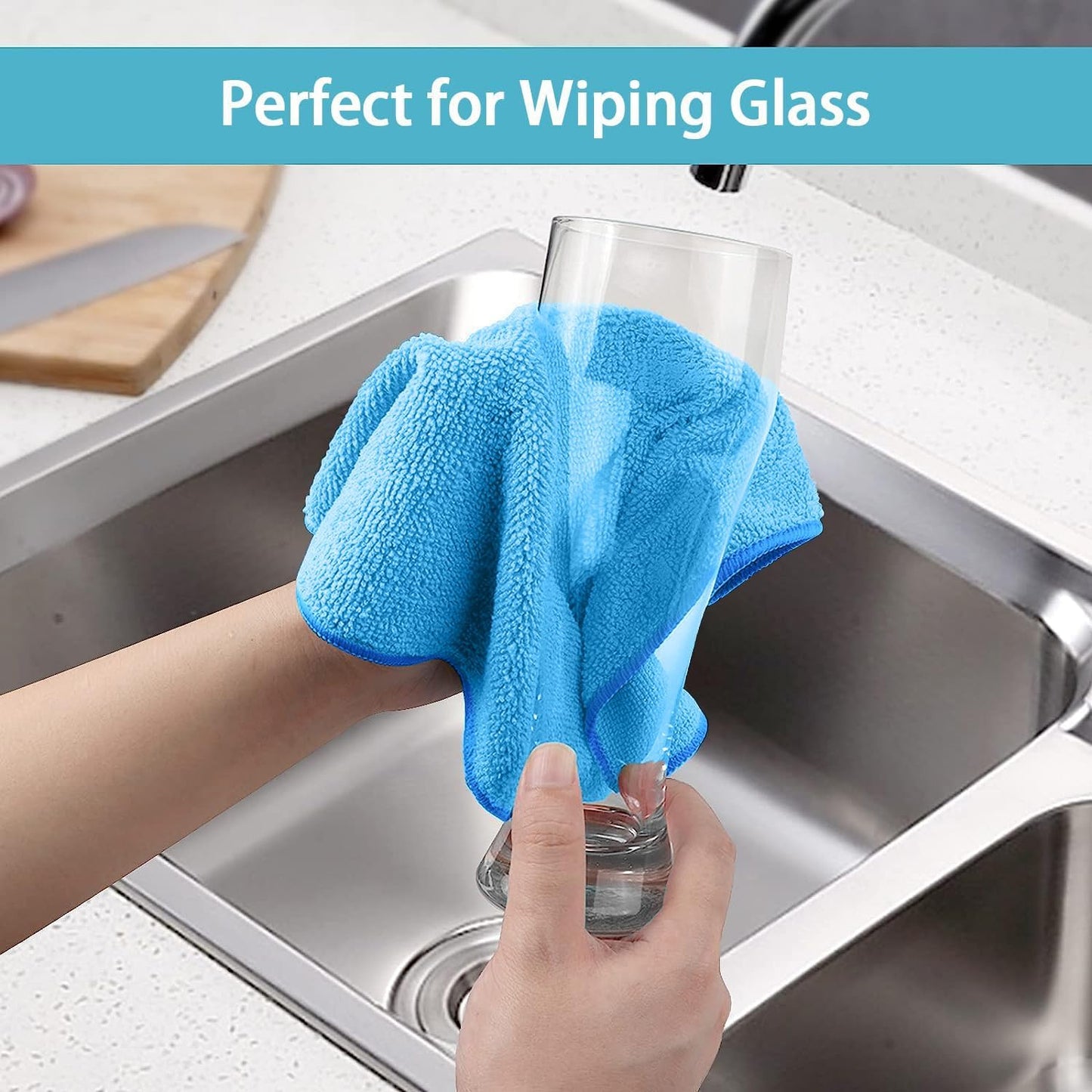 HOMEXCEL Blue Microfiber Cleaning Cloth, 100 Pack Cleaning Towels for Kitchen, Lint Free