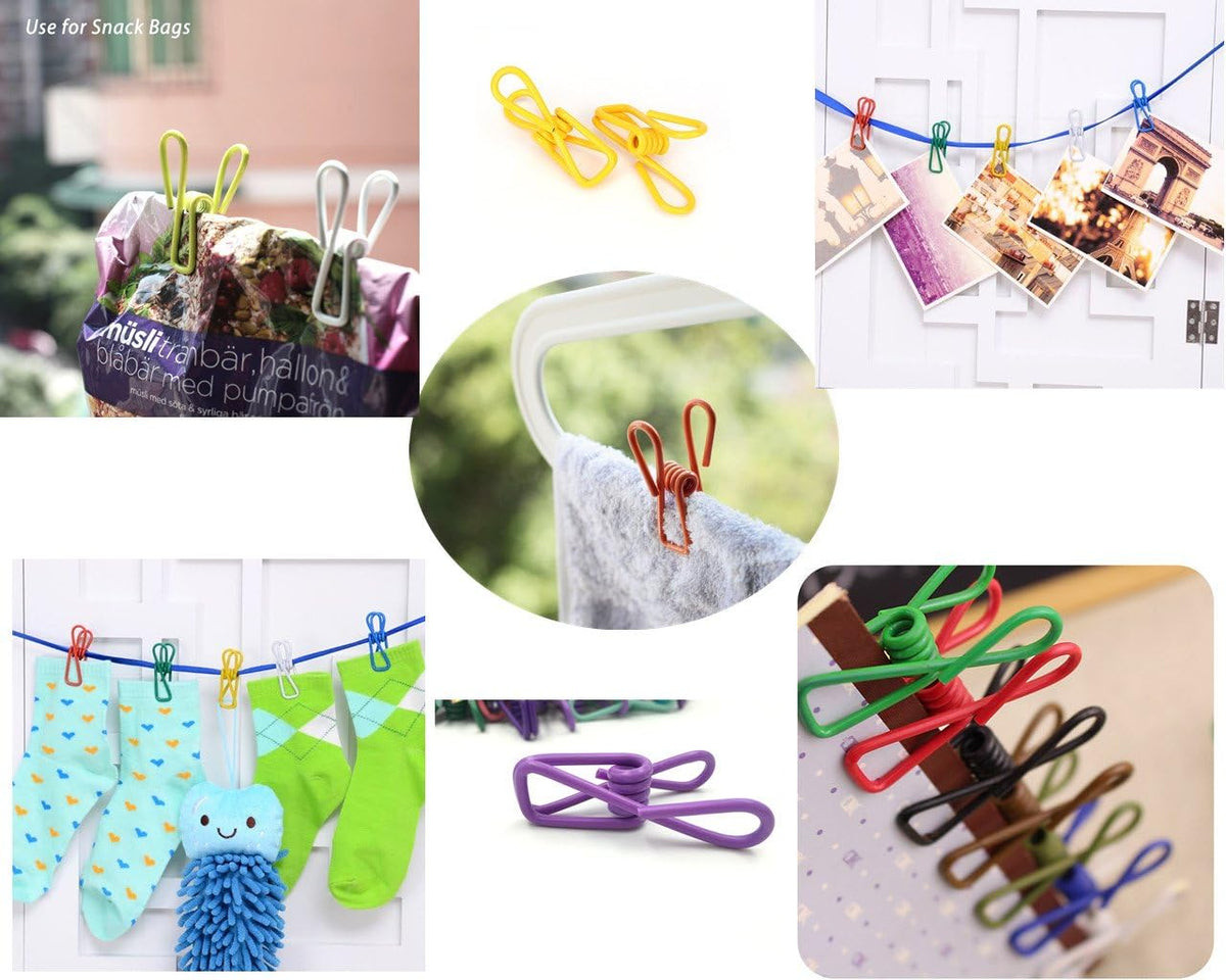 30 Pcs 2 Inch 10 Different Random Colors Chip Clips, PVC Coating High Elasticity Strength Clothes