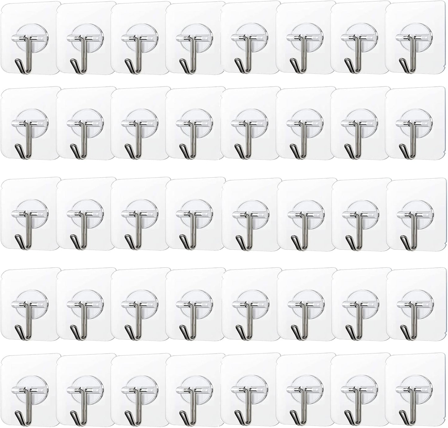 COLOGO 100 Pack Adhesive Hooks 24lb(Max) Heavy Duty Self Adhesive Hooks, Transparent Reusable