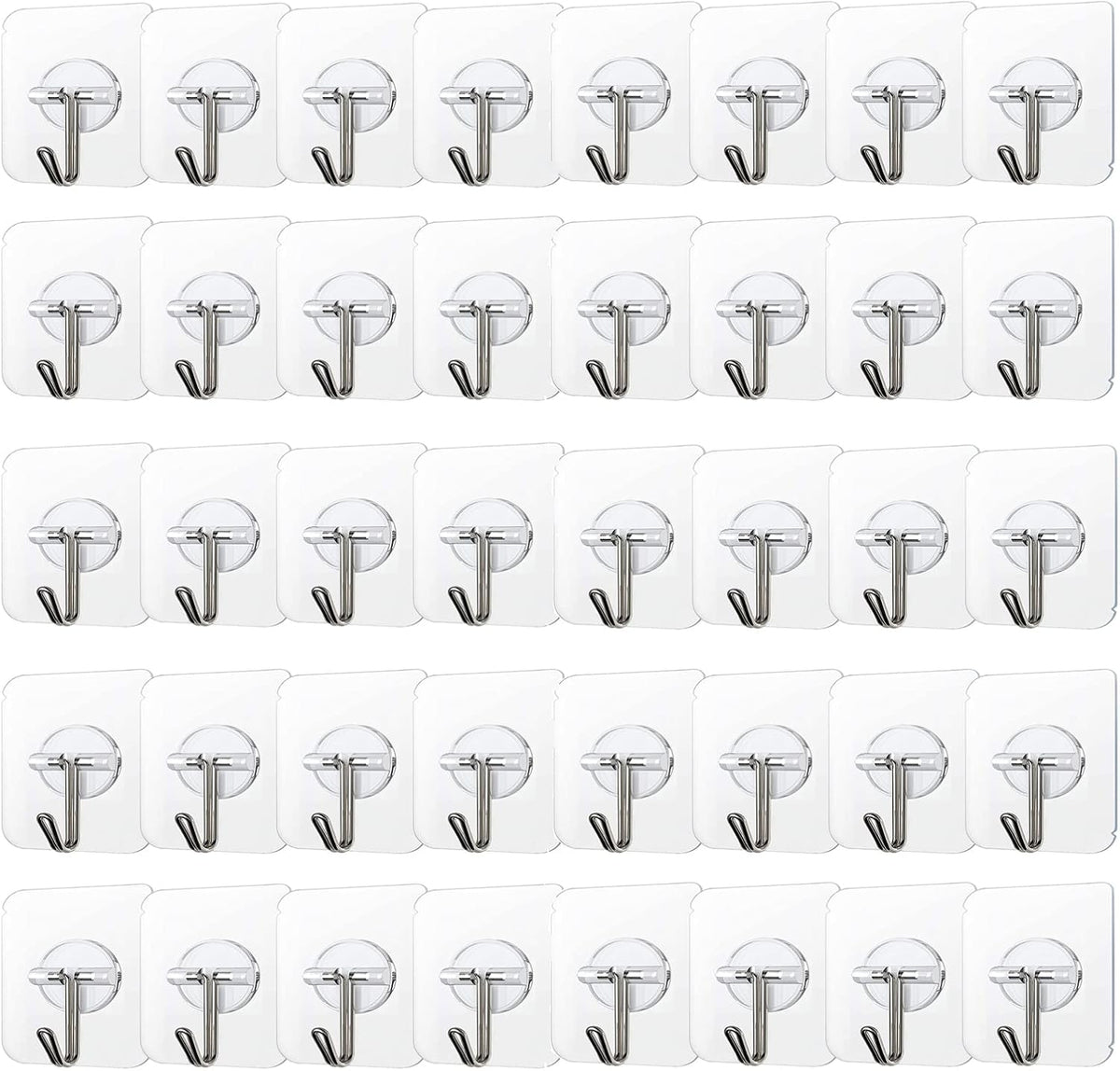 COLOGO 100 Pack Adhesive Hooks 24lb(Max) Heavy Duty Self Adhesive Hooks, Transparent Reusable