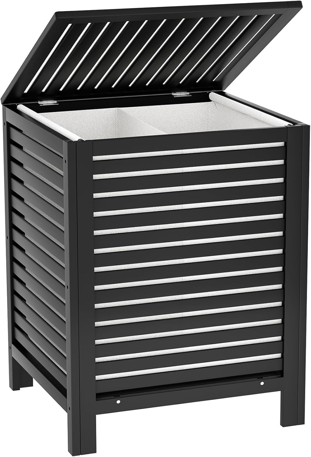 Homykic Bamboo Laundry Hamper with Lid, 120L Large Clothes Laundry Sorter with Removable 2-Section