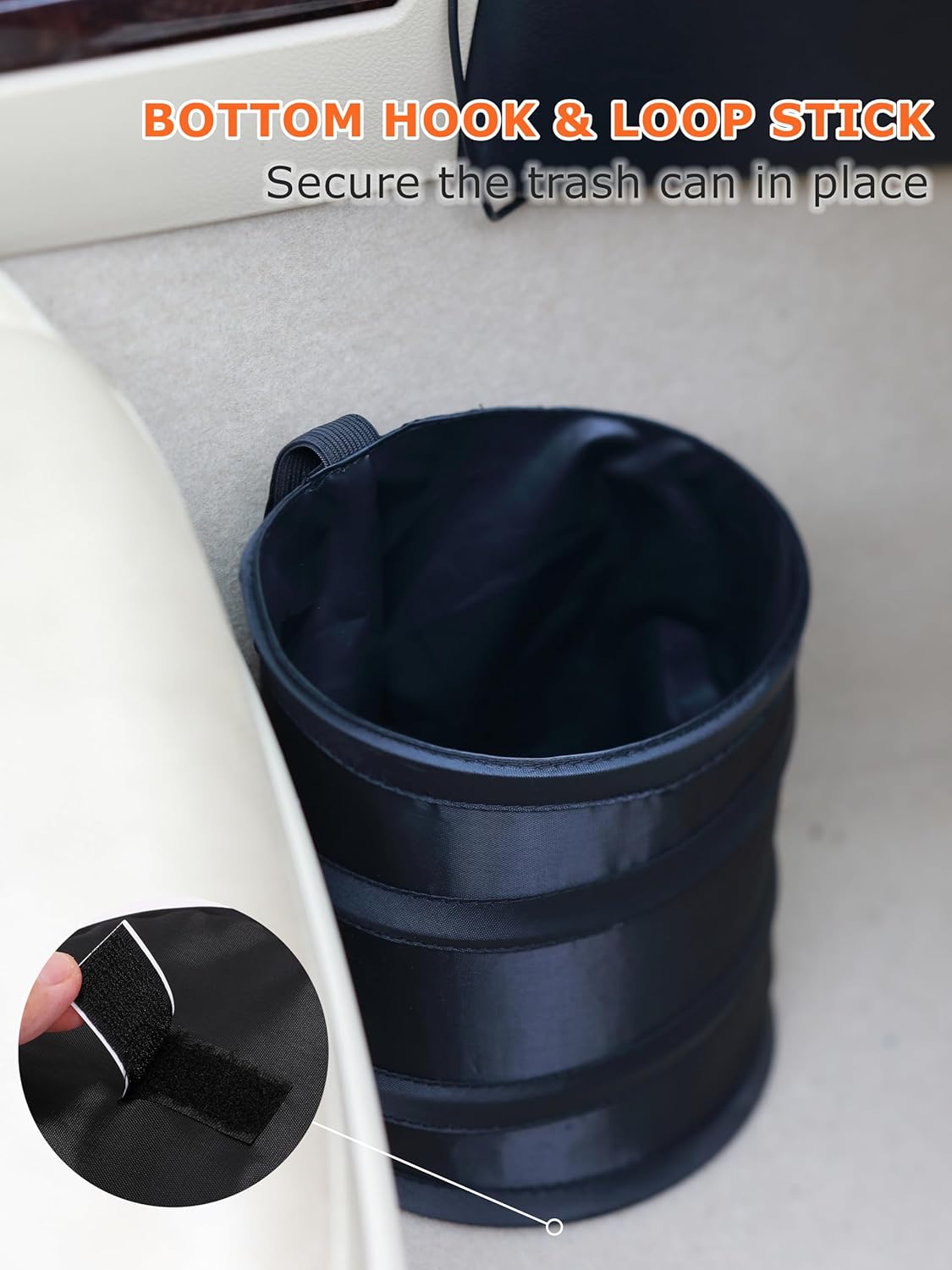 Ginsco 2Packs 1 Gallon New Leakproof Car Trash Can, Mini Trash Can Pop-up Collapsible Hanging Car