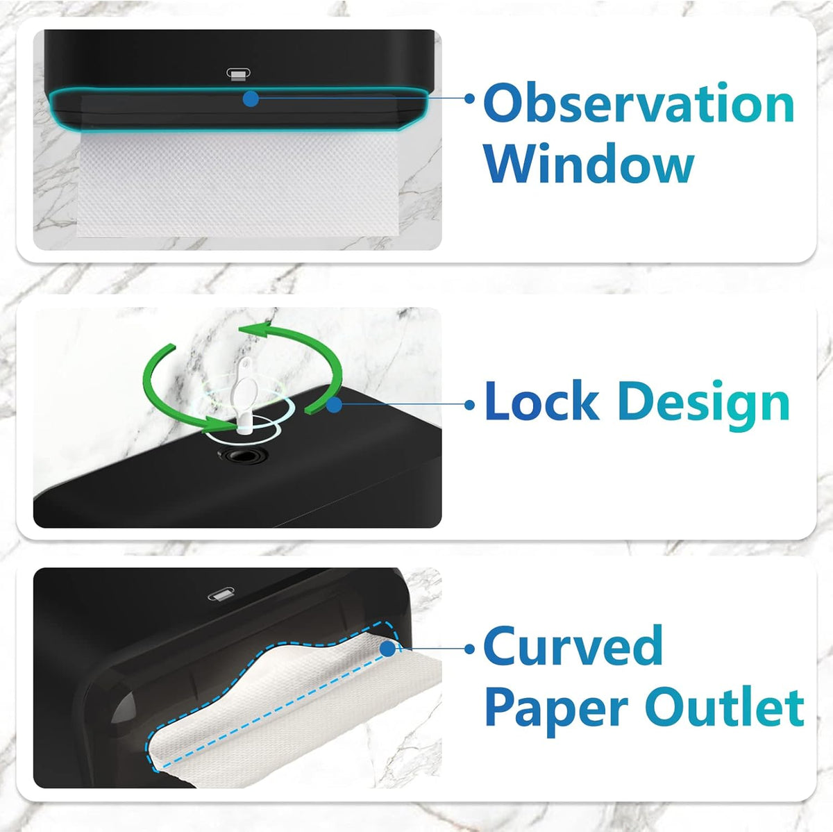 𝐏𝐚𝐩𝐞𝐫 𝐓𝐨𝐰𝐞𝐥 𝐃𝐢𝐬𝐩𝐞𝐧𝐬𝐞𝐫, Multifold/Trifold/C Fold Papers Dispenser, Bathroom Hand