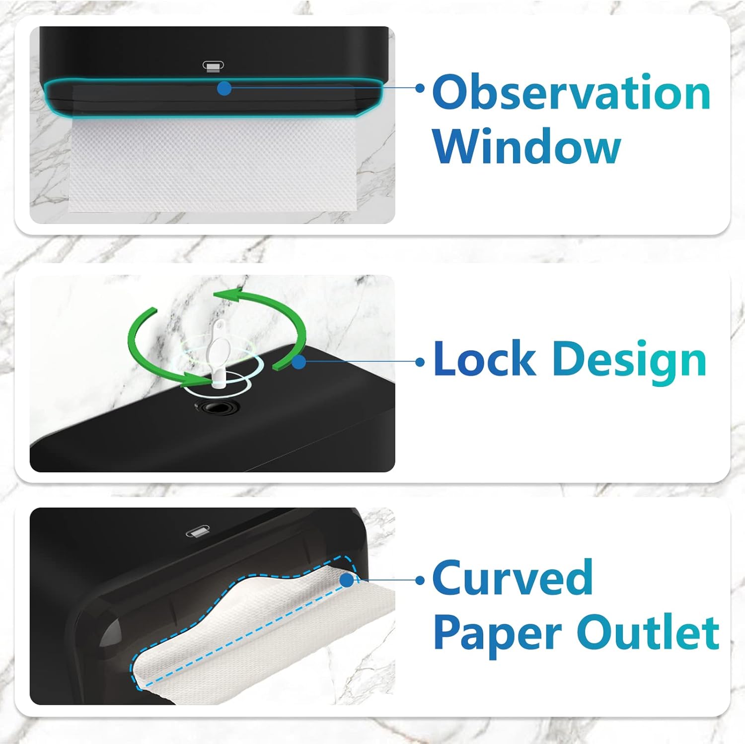 𝐏𝐚𝐩𝐞𝐫 𝐓𝐨𝐰𝐞𝐥 𝐃𝐢𝐬𝐩𝐞𝐧𝐬𝐞𝐫, Multifold/Trifold/C Fold Papers Dispenser, Bathroom Hand