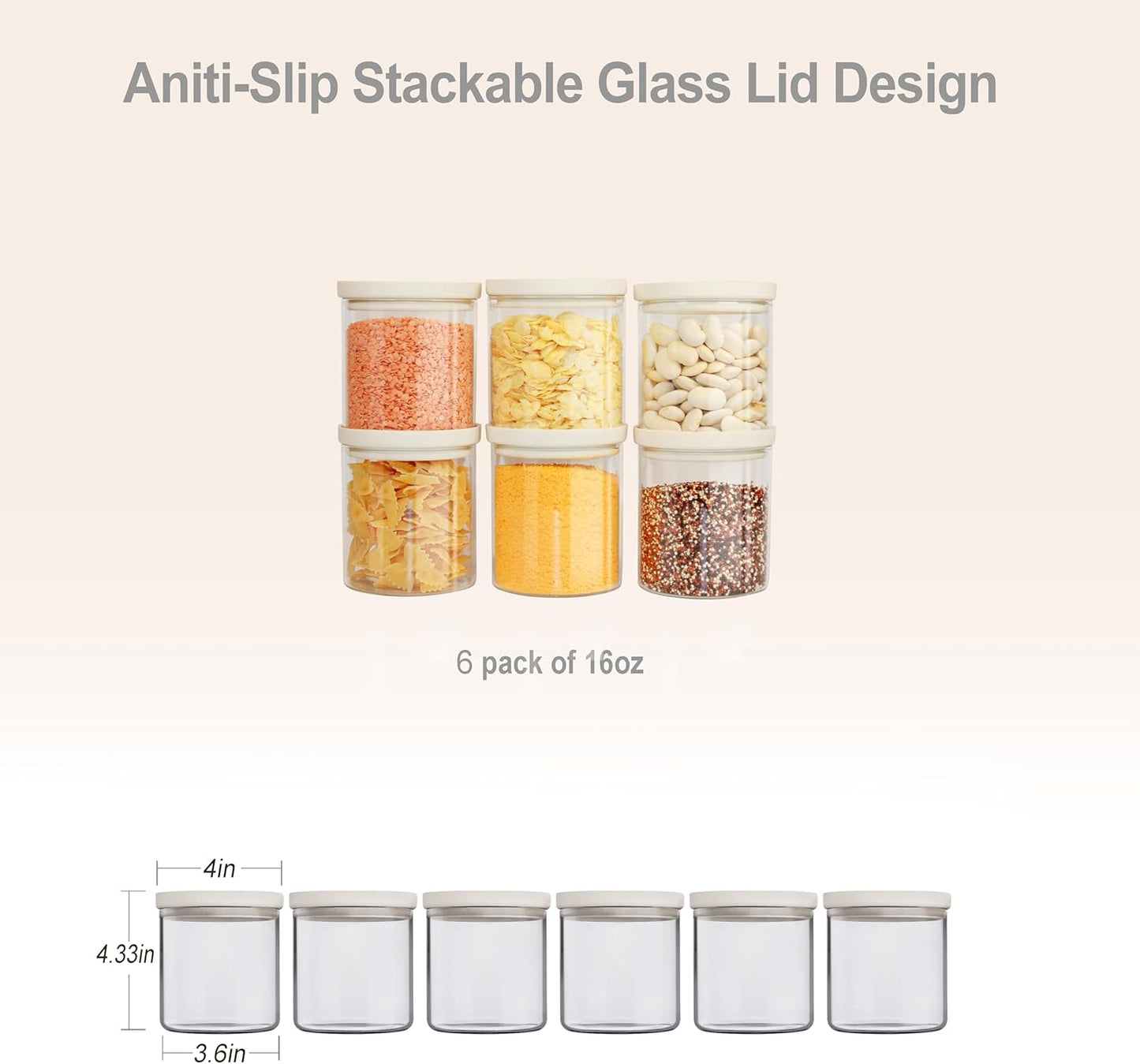 Urban Green Glass Food Storage Jar with Glass Lid, Food Canister Set with Airtight Lids, Pantry