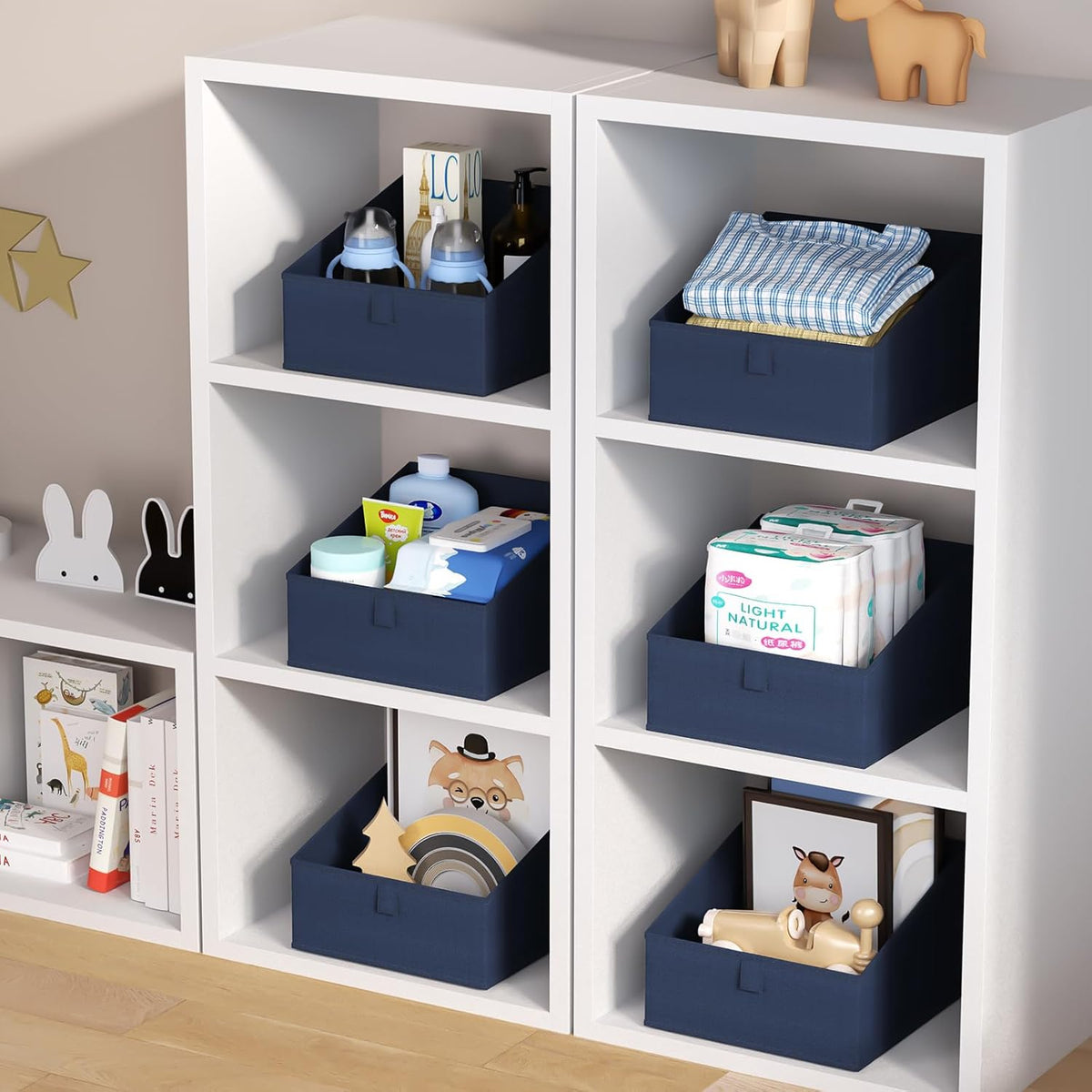 DIMJ Closet Storage Bins 8 Pack - Fabric Trapezoid Organizer Bin, Foldable Storage Baskets for