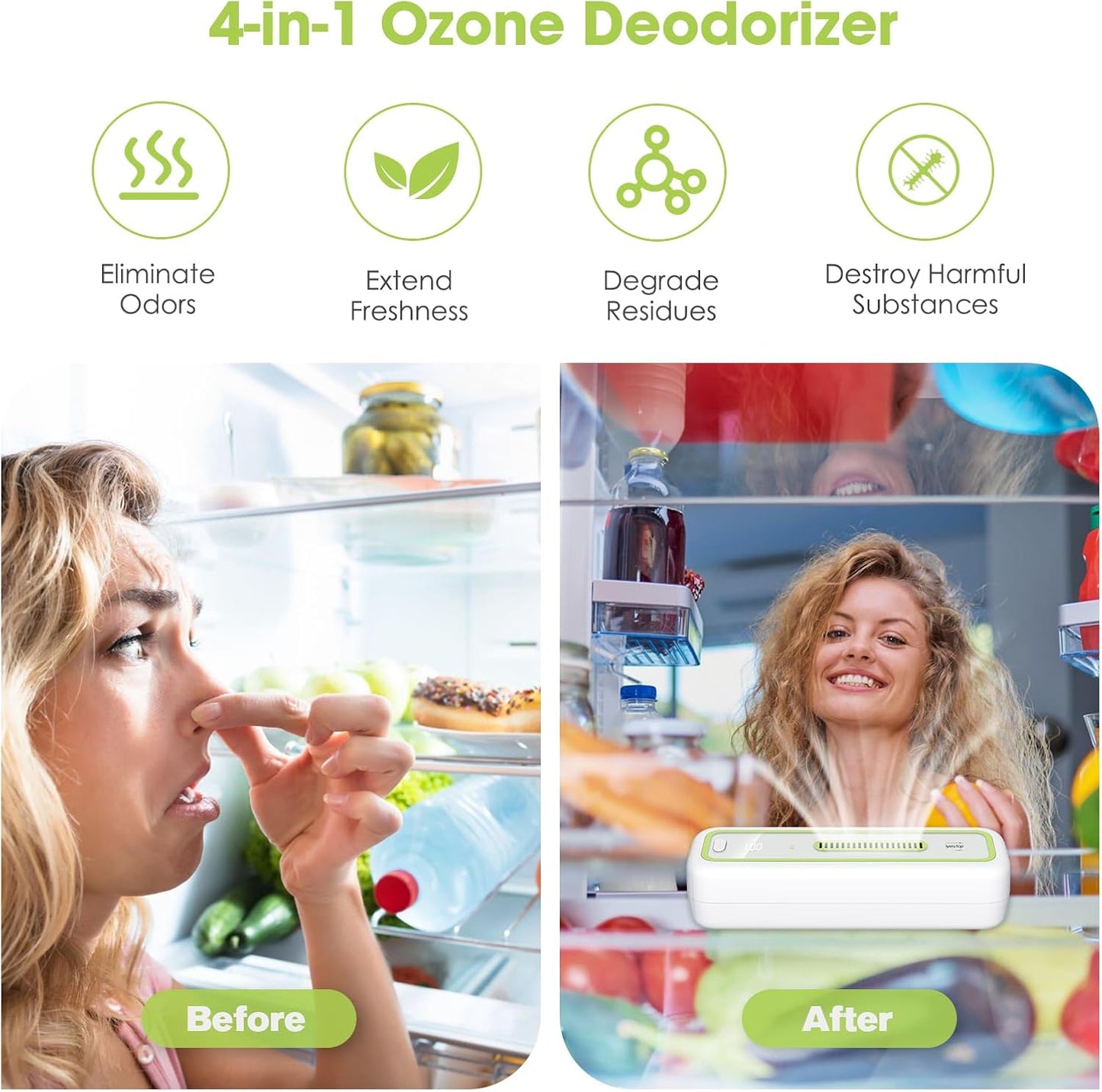 Mini USB Fridge Deodorizer with LED Display - Rechargeable and Reusable Odor Eliminator Absorber