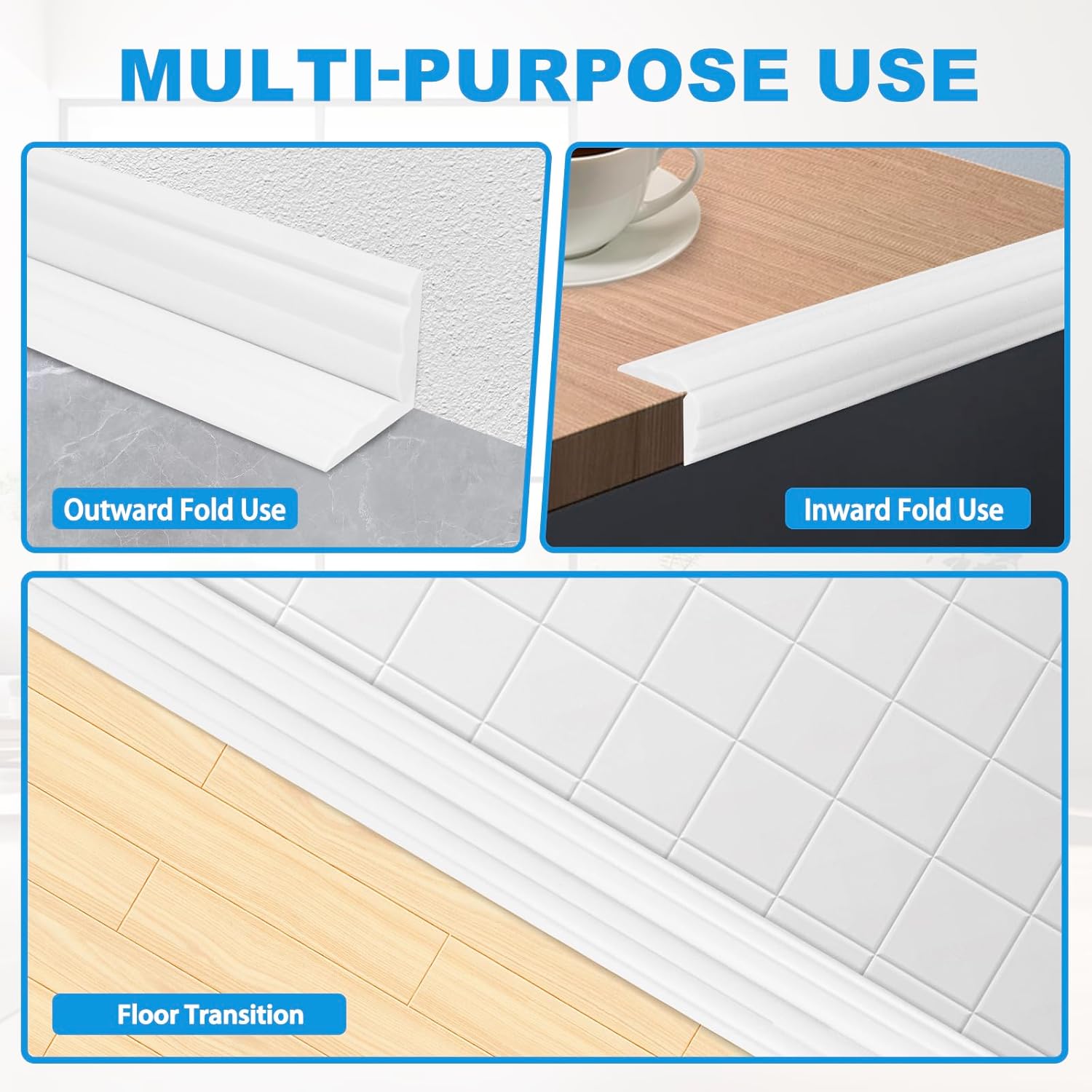 Wall Corner Protector Peel and Stick Corner Trim Molding Flexible Inside & Outside Wall Edge Guard