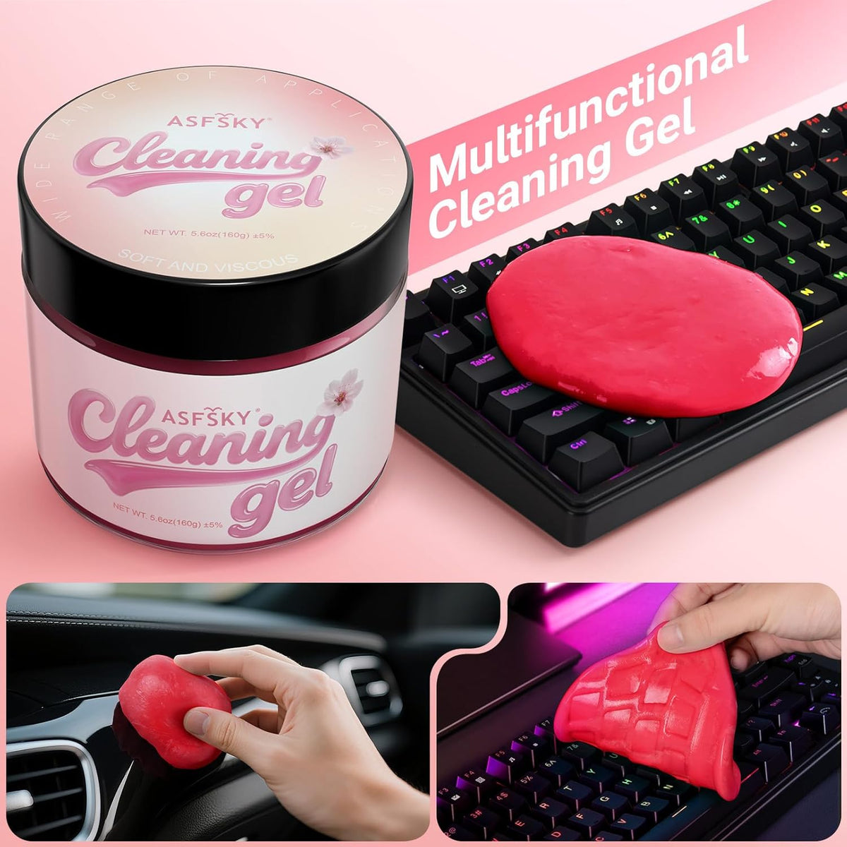 ASFSKY Car Cleaning Gel (Pink,Sakura) Cleaning Putty Universal Dust Cleaning Car Interior Cleaner