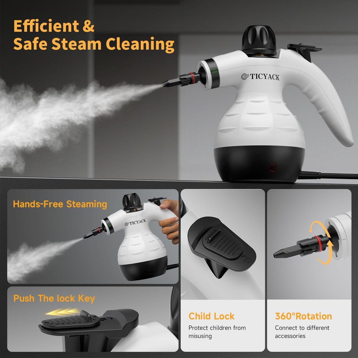 Steam Cleaner, Handheld Steam Cleaner for Home, 16-Piece Steam Cleaner Kit with Automatic Steam