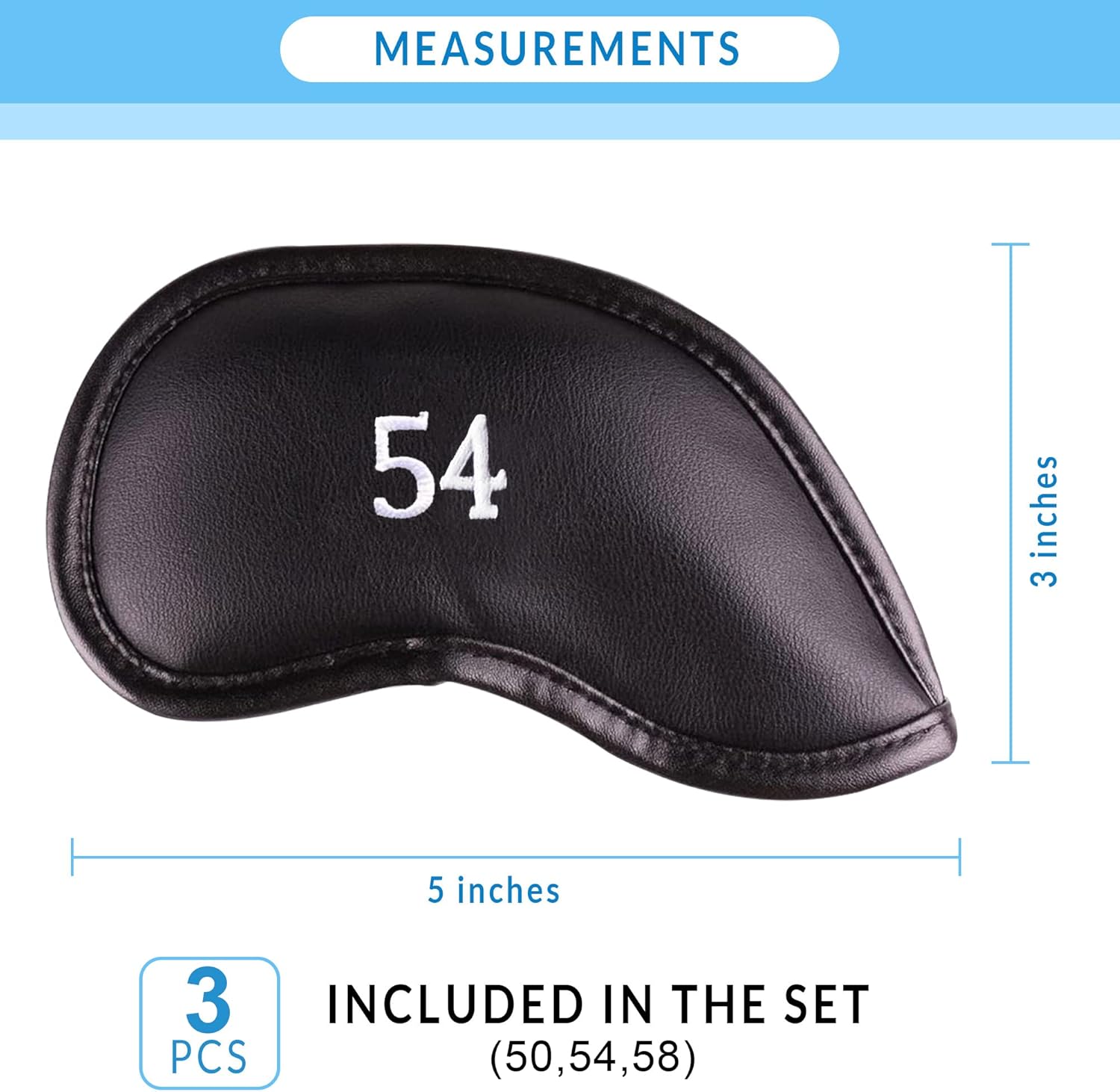 Premium Magnetic Leather Iron and Wedge Golf Club Head Covers | Set of 10 | Fits Most Clubs |