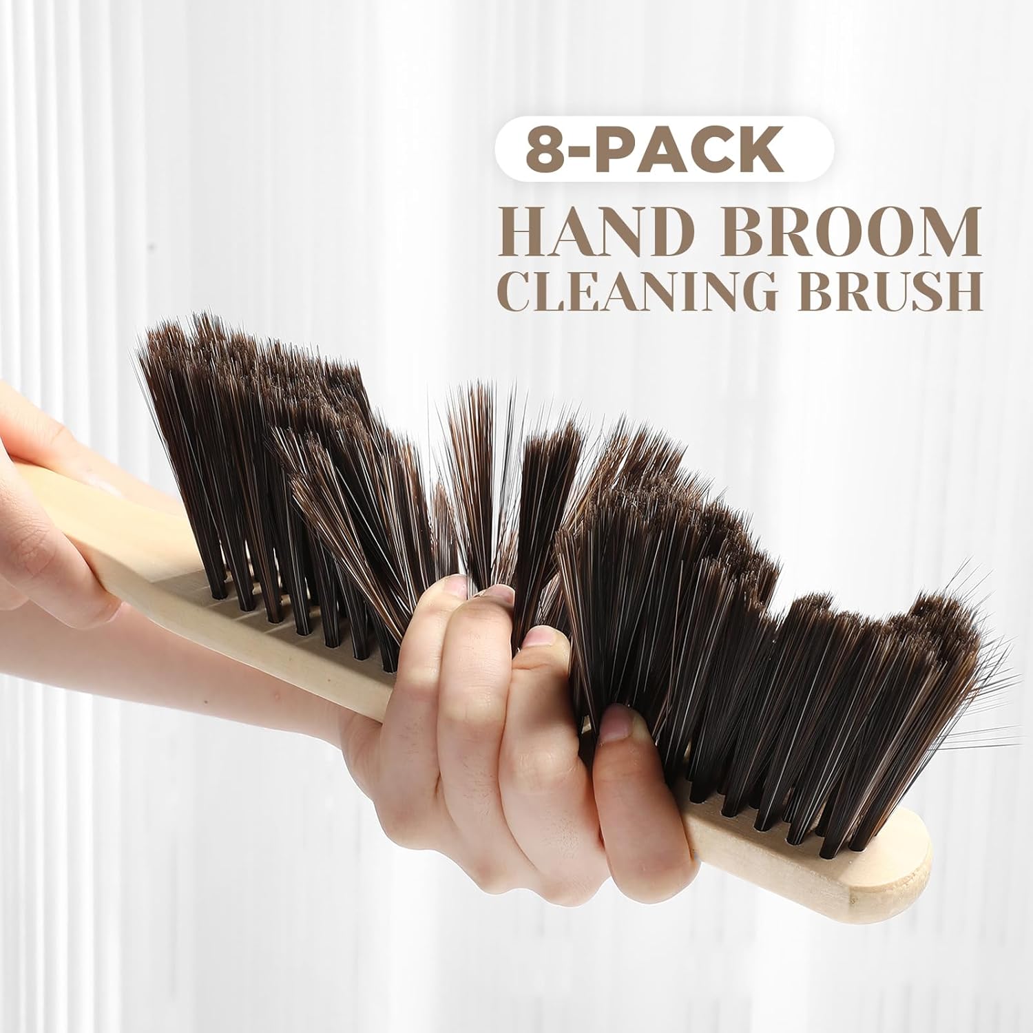 Tioncy 8 Pieces Wooden Dust Brush Bulk Hand Broom Bench Soft Bristle Cleaning Outdoor Furniture