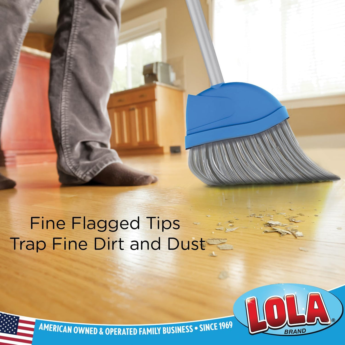 Angle Broom, 13" W Head, Large Style, Made w/Recycled Soda Bottle Bristles, & Aluminum, Includes