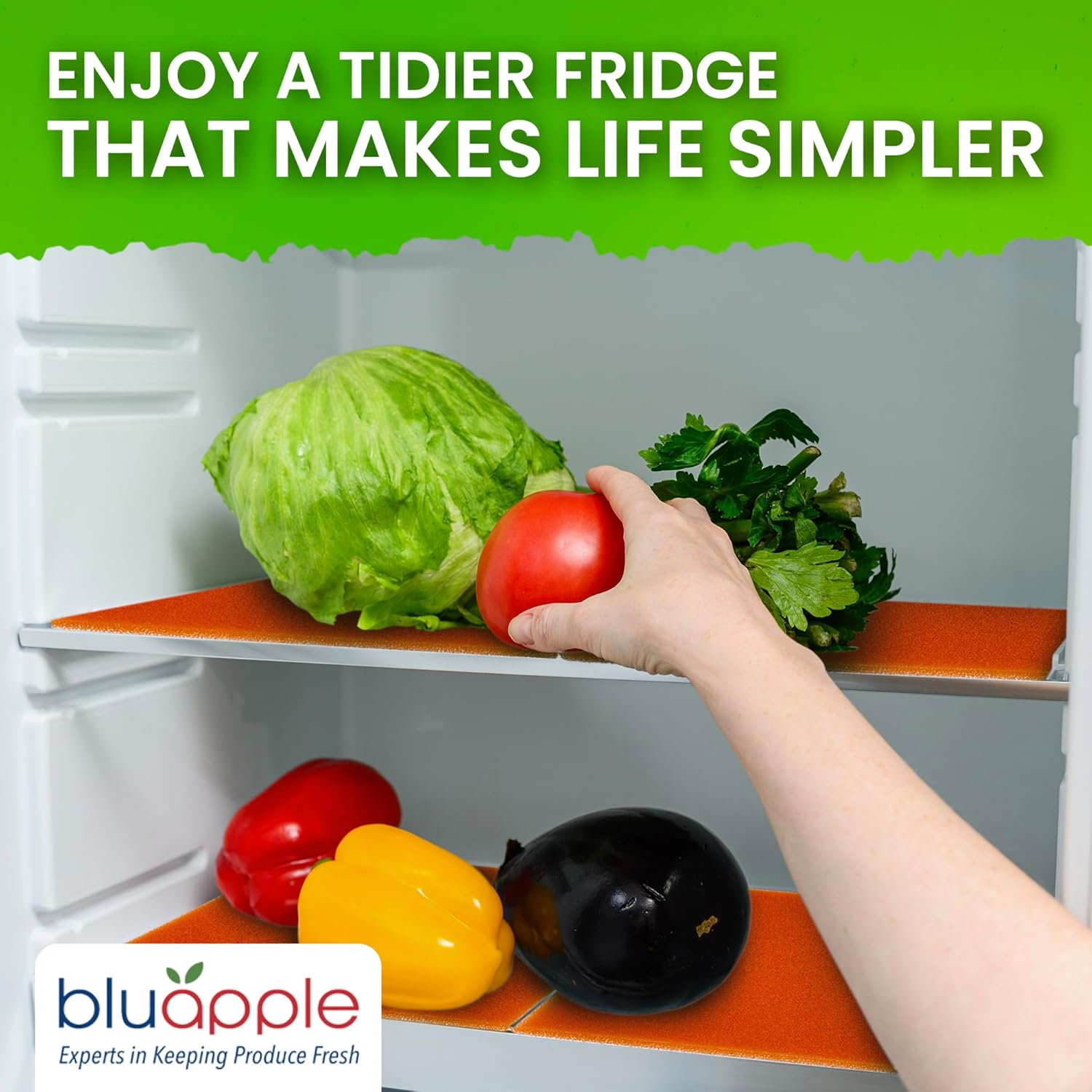 Bluapple FreshMats, Refrigerator Bin Liner, Fridge Drawer Mats, Crisper Life Extender Liner Keeps