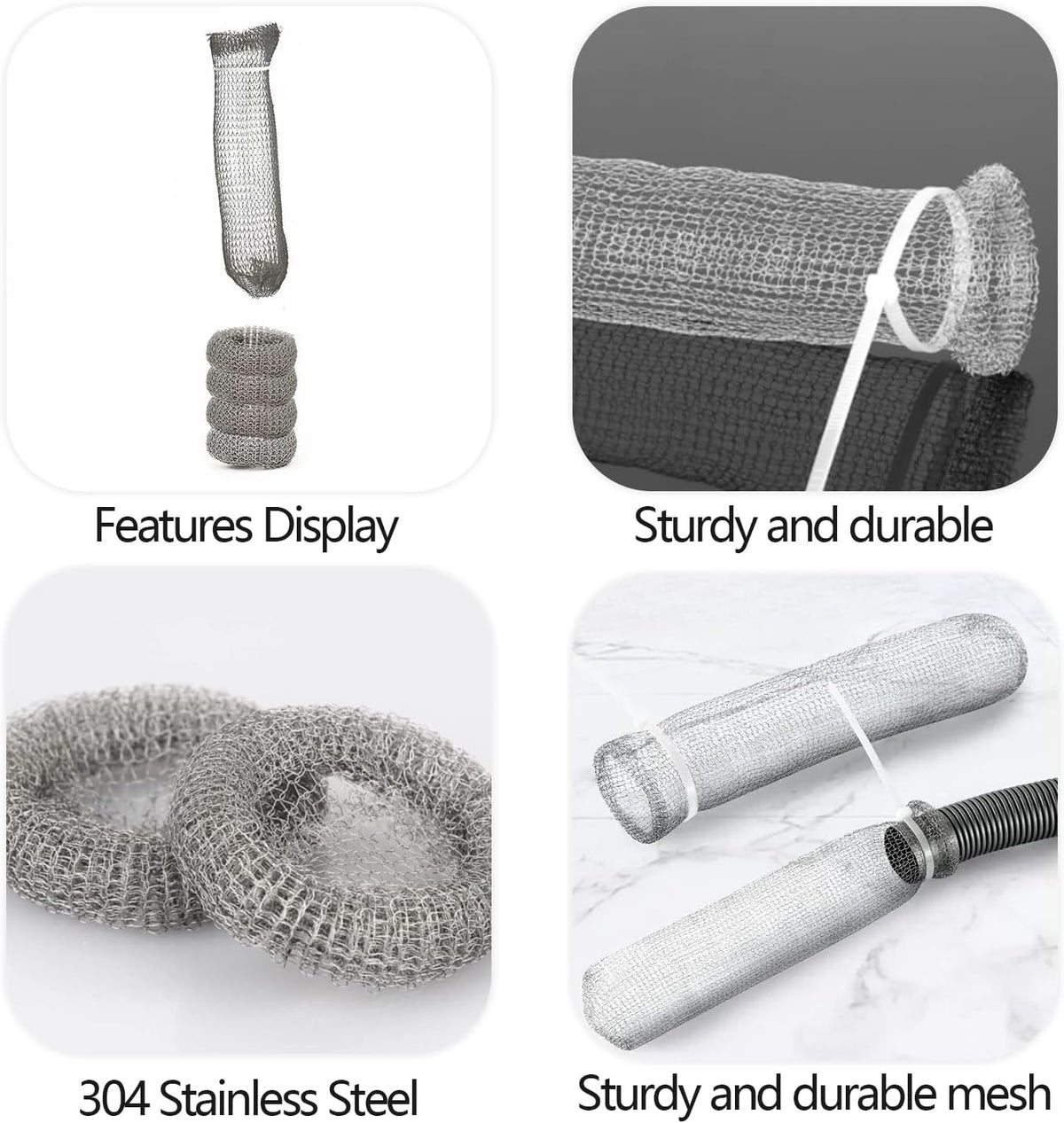 Stainless Steel Lint Traps for Washing Machine Drain Hose – Mesh Filter with Cable Ties for Laundry