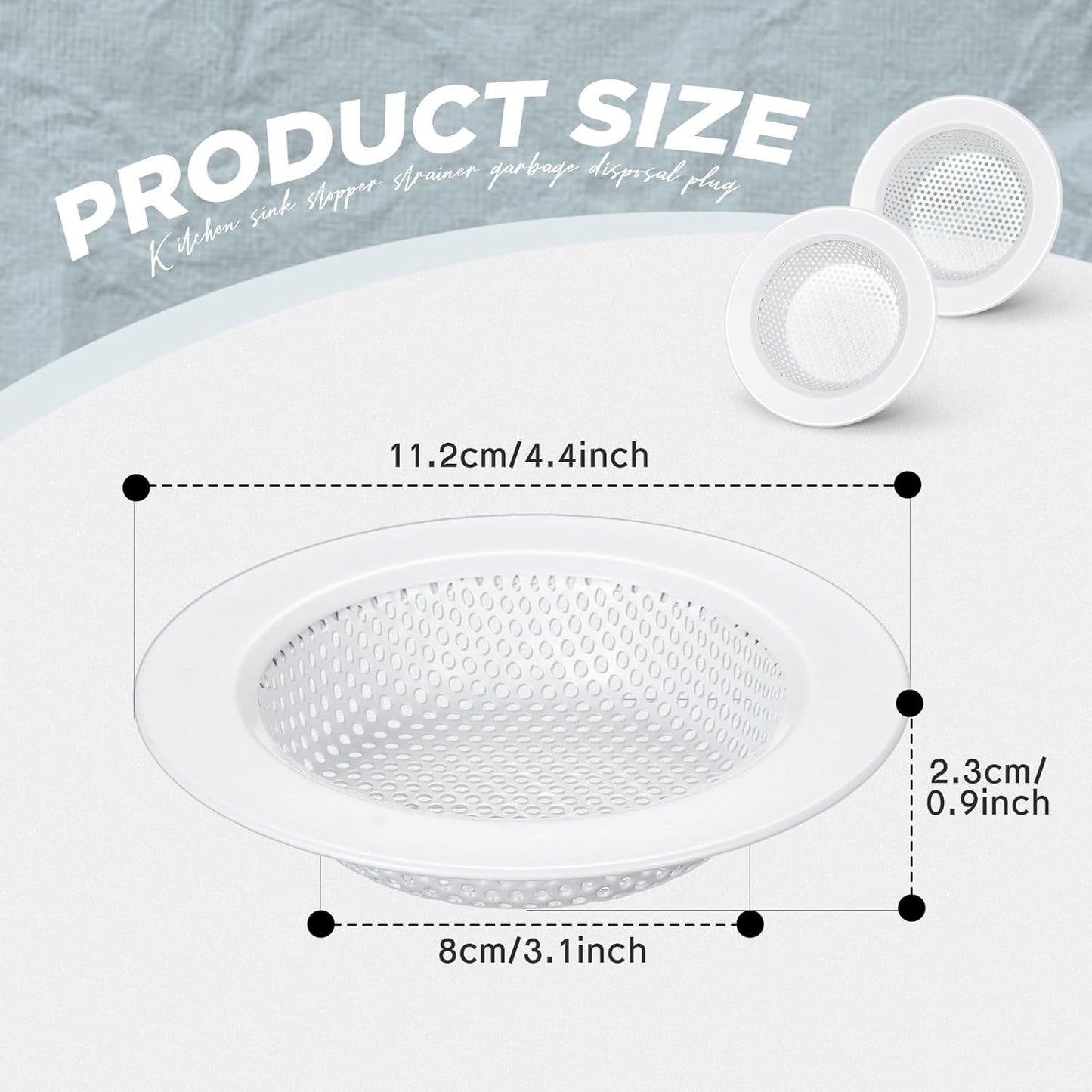 Retisee 2 Pcs Sink Strainer Stainless Steel Kitchen Sink Drain Strainer Basket Cover Mesh Hair Food