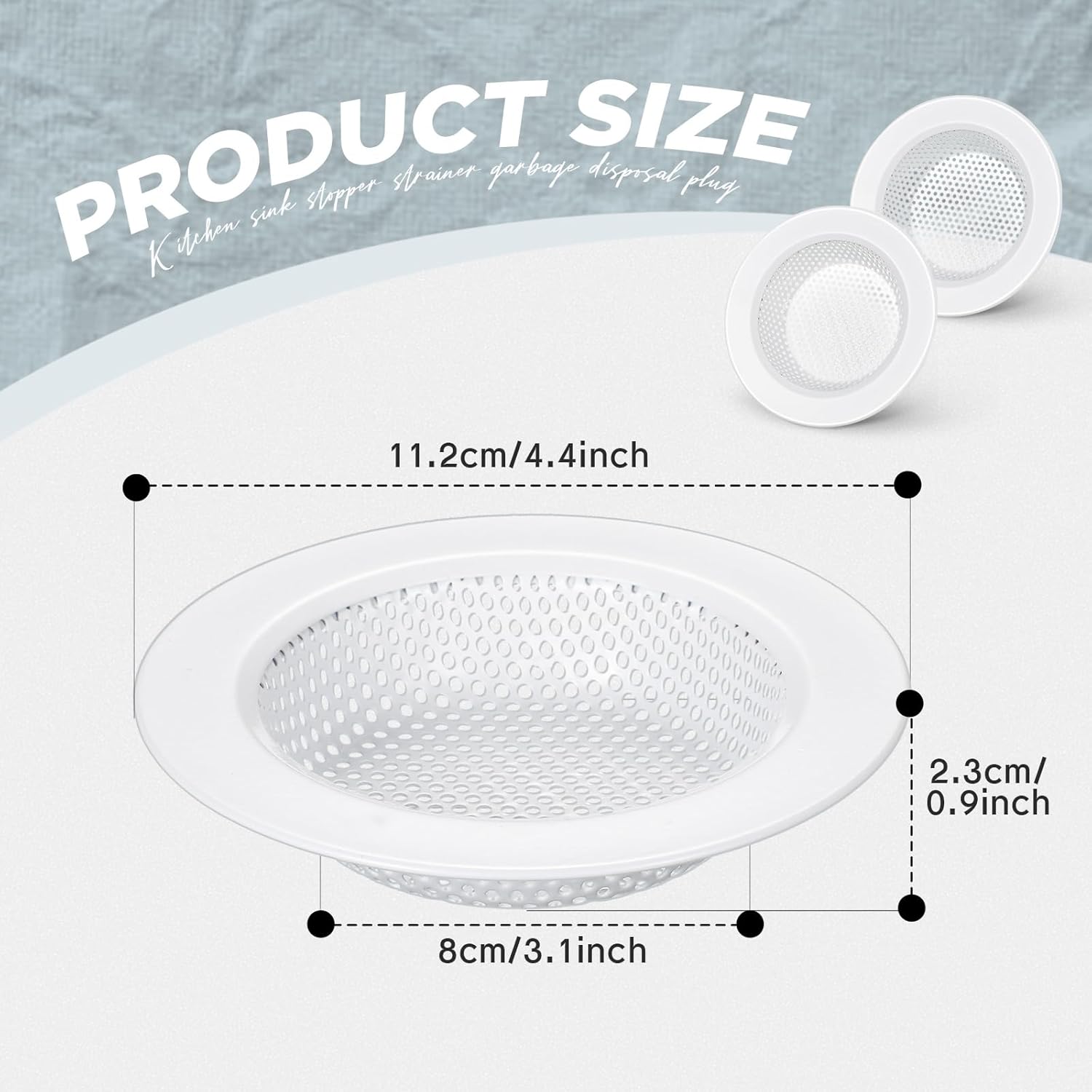 Retisee 2 Pcs Sink Strainer Stainless Steel Kitchen Sink Drain Strainer Basket Cover Mesh Hair Food