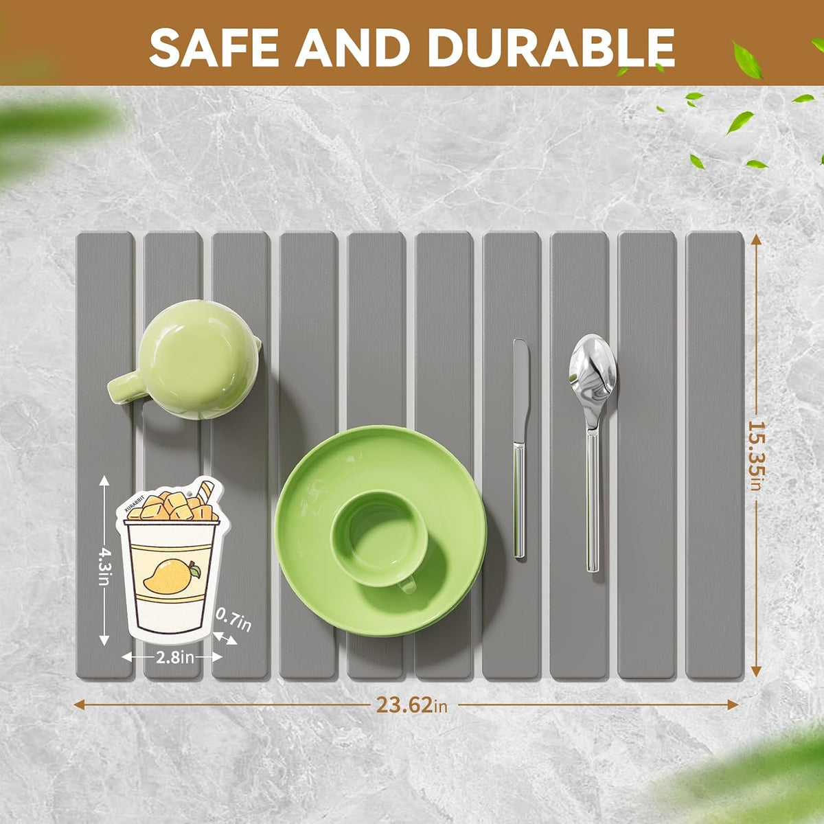 Stone Dish Drying Mats for Kitchen Counter,23.6''x15.3'' Foldable Quick Dry Stone Mat