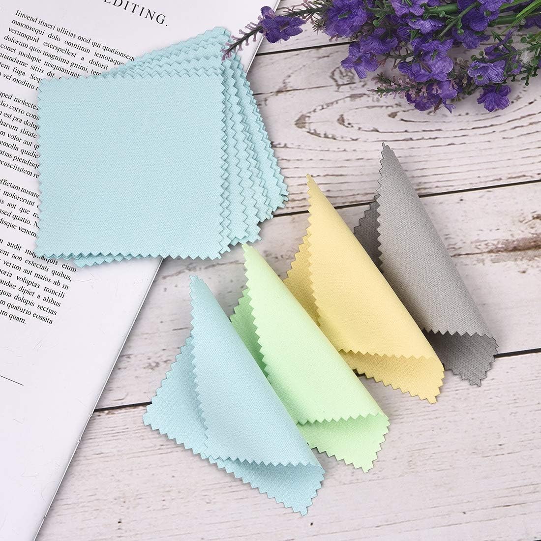SEVENWELL 50pcs Jewelry Cleaning Cloth Mediumturquoise Polishing Cloth for Sterling Silver Gold