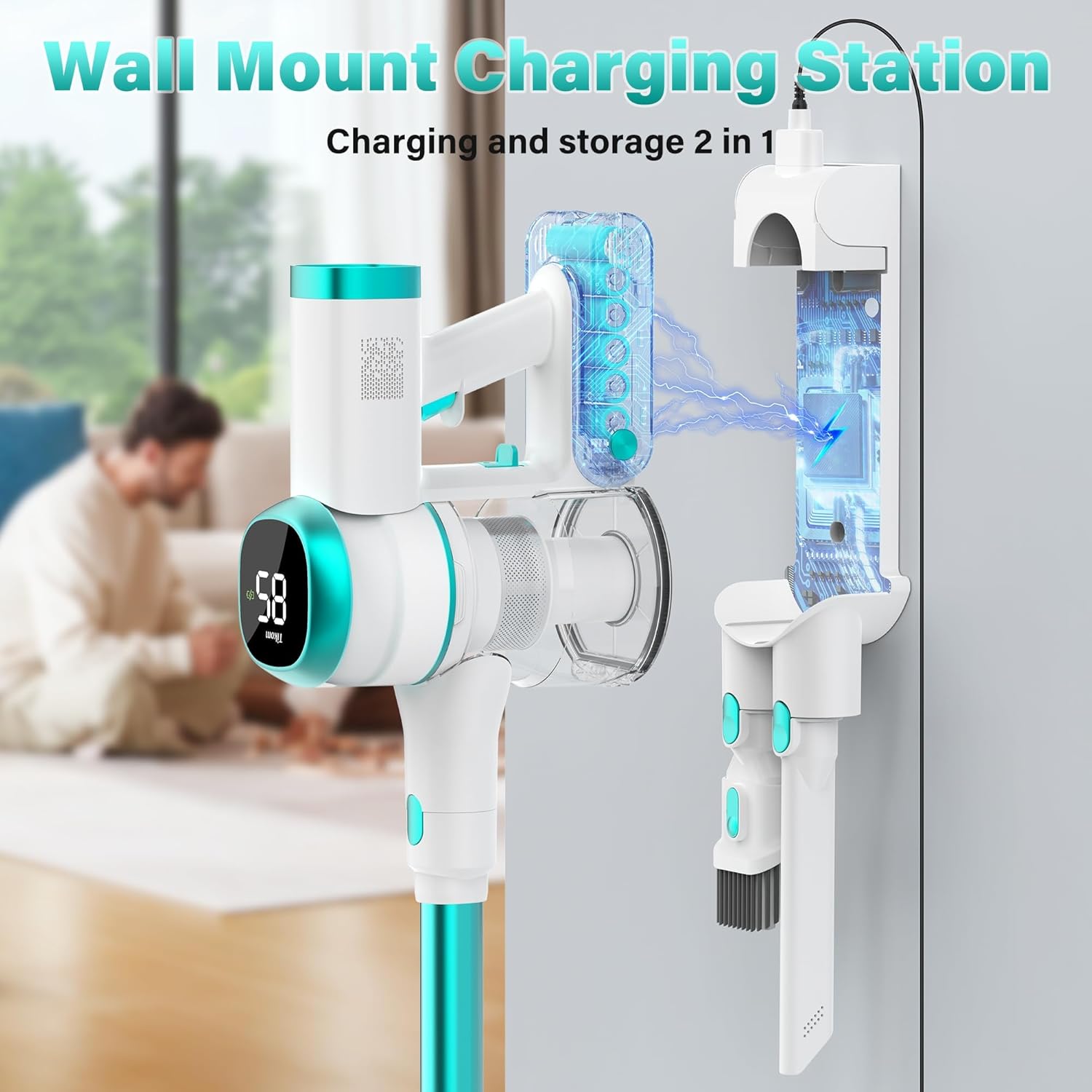 Tikom V500 Cordless Vacuum Cleaner for Home, 40000Pa/450W Stick Vacuum with LED Touch Screen