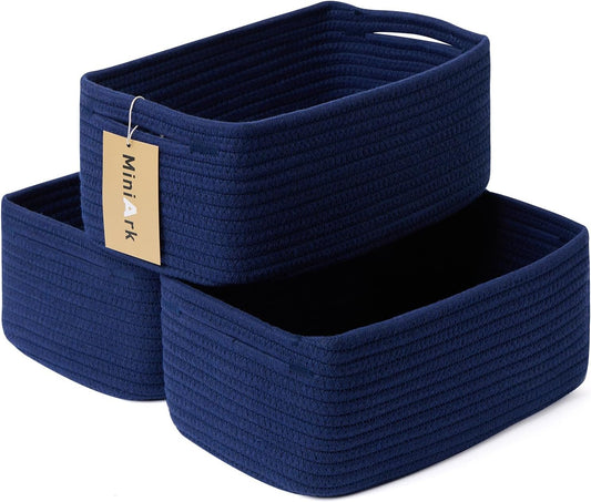 Small Storage Baskets for Organizing | Closet Organizer Bins | Shelf Toy Basket | Woven Rope