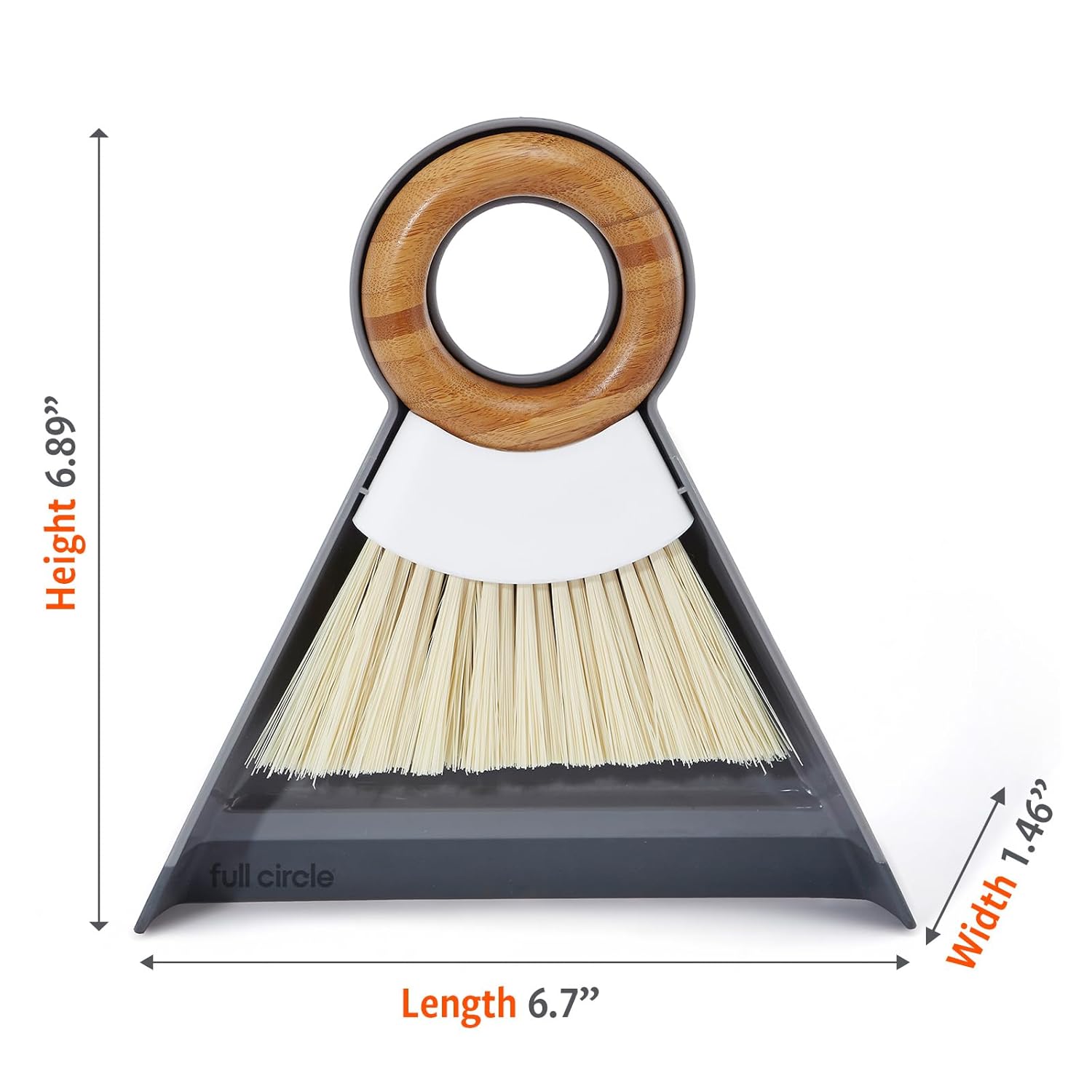 Full Circle Tiny Team Mini Compact Brush & Dustpan Set, Portable Handheld Broom for Quick Cleanups