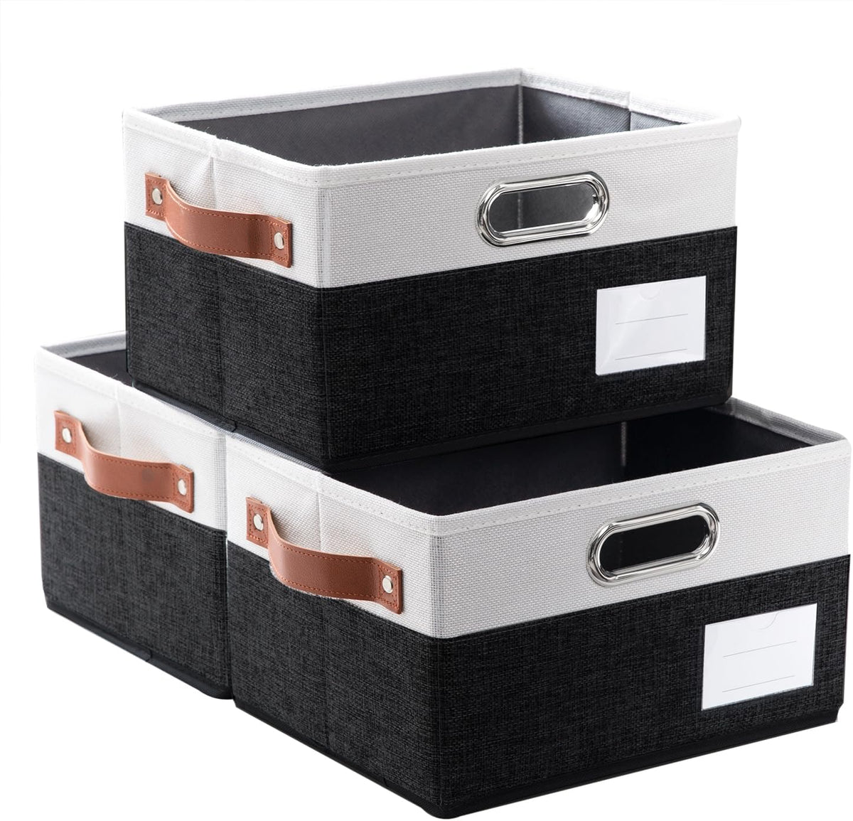 PRANDOM Foldable Storage Bins with Handles [3-Pack] Fabric Collapsible Storage Boxes Baskets Cubes