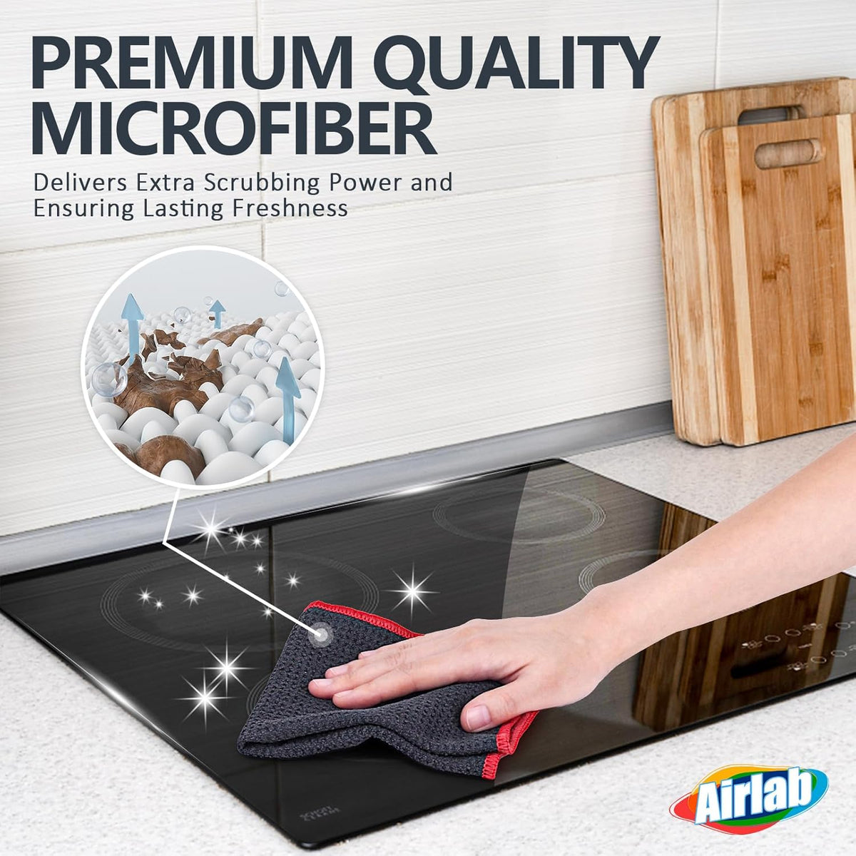 Airlab Microfiber Cleaning Cloth Waffle Weave Dust Rags for Household Kitchen Towel Absorbent Quick
