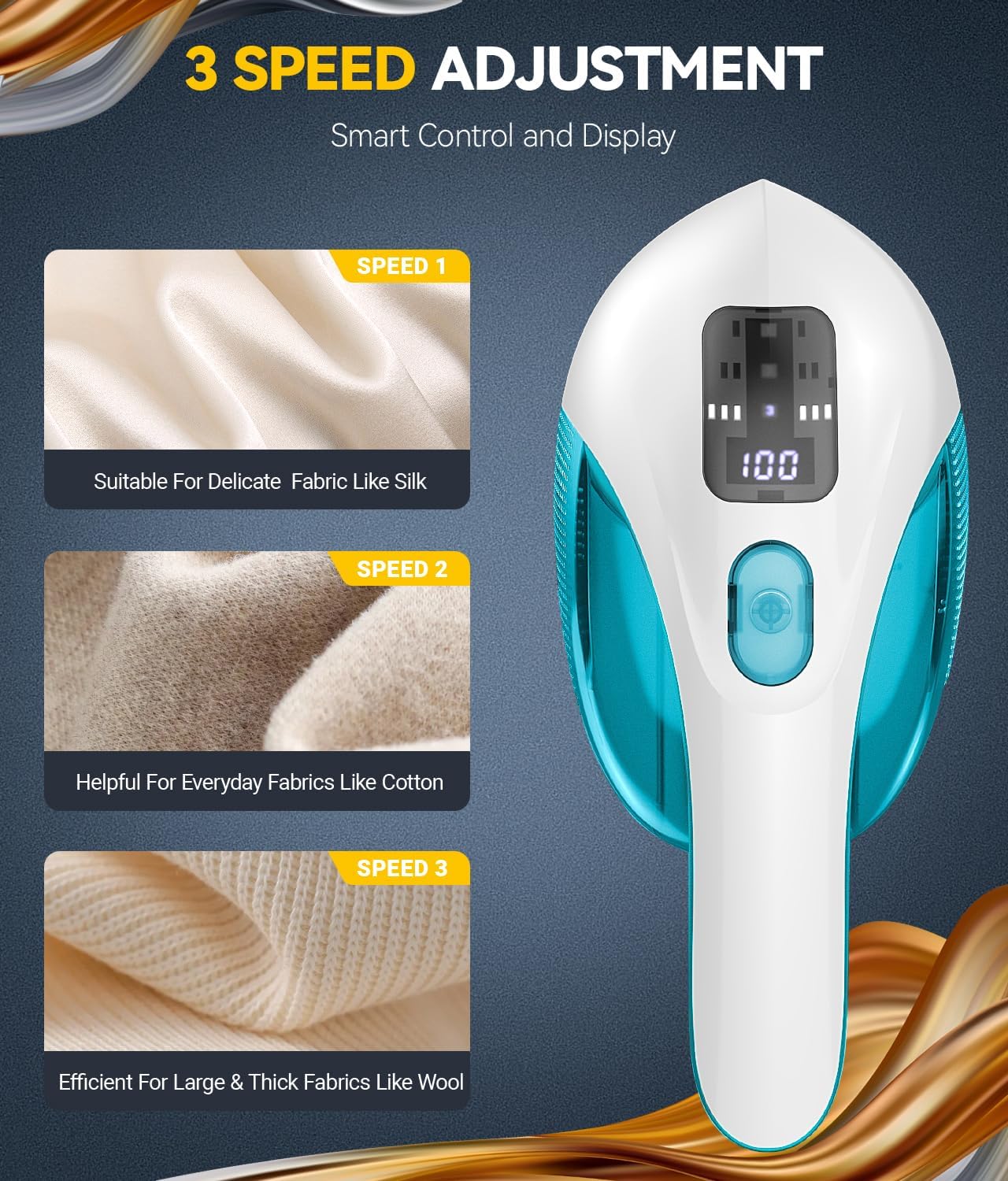 Rechargeable Fabric Shaver and Lint Remover, 3-Speed Adjustable Sweater Shaver with 6-Leaf