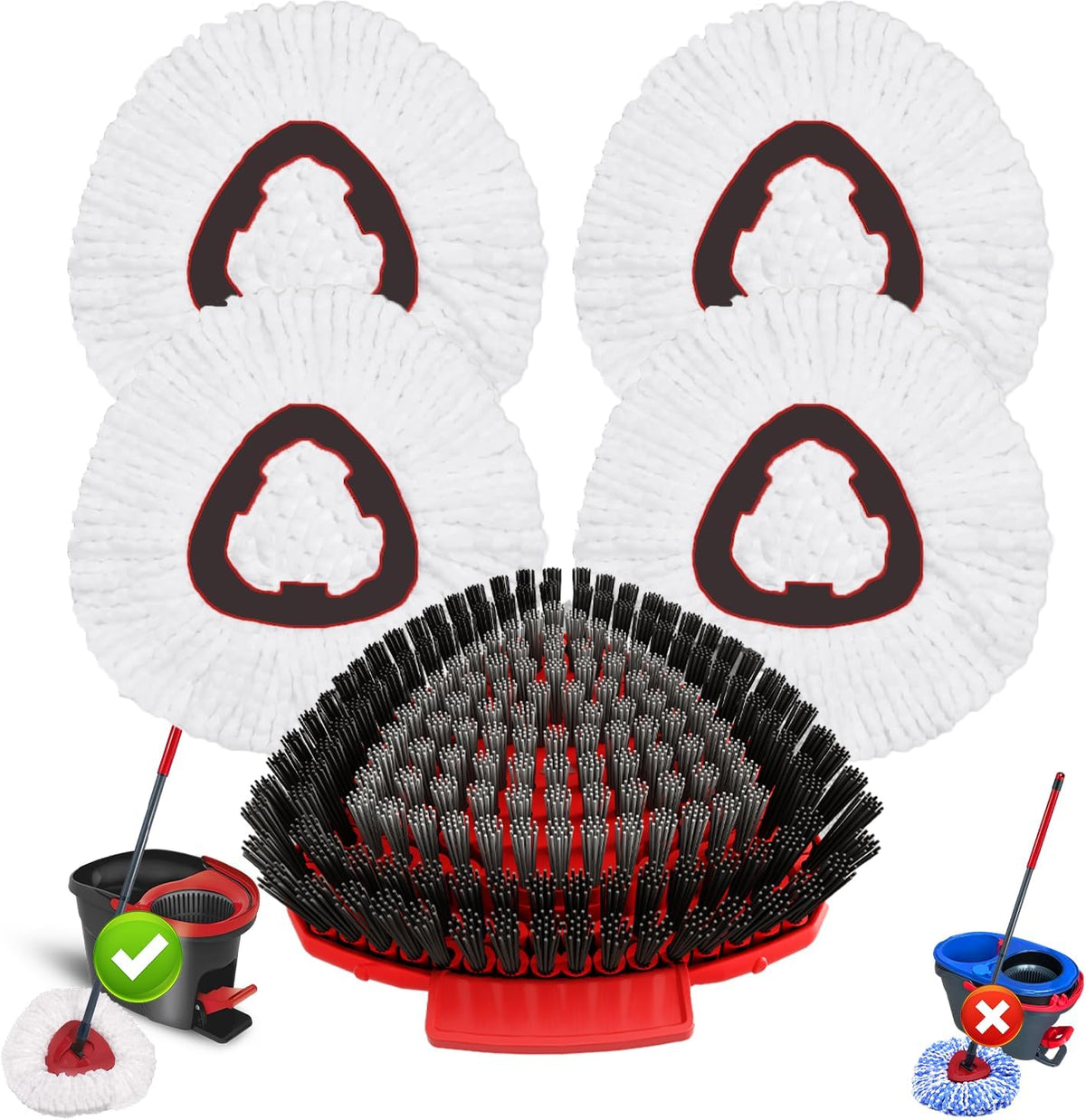 5 Pack Spin Mop Head Replacement for O Cedar EasyWring 1-Tank System,Include 4 Mop Replace Heads +