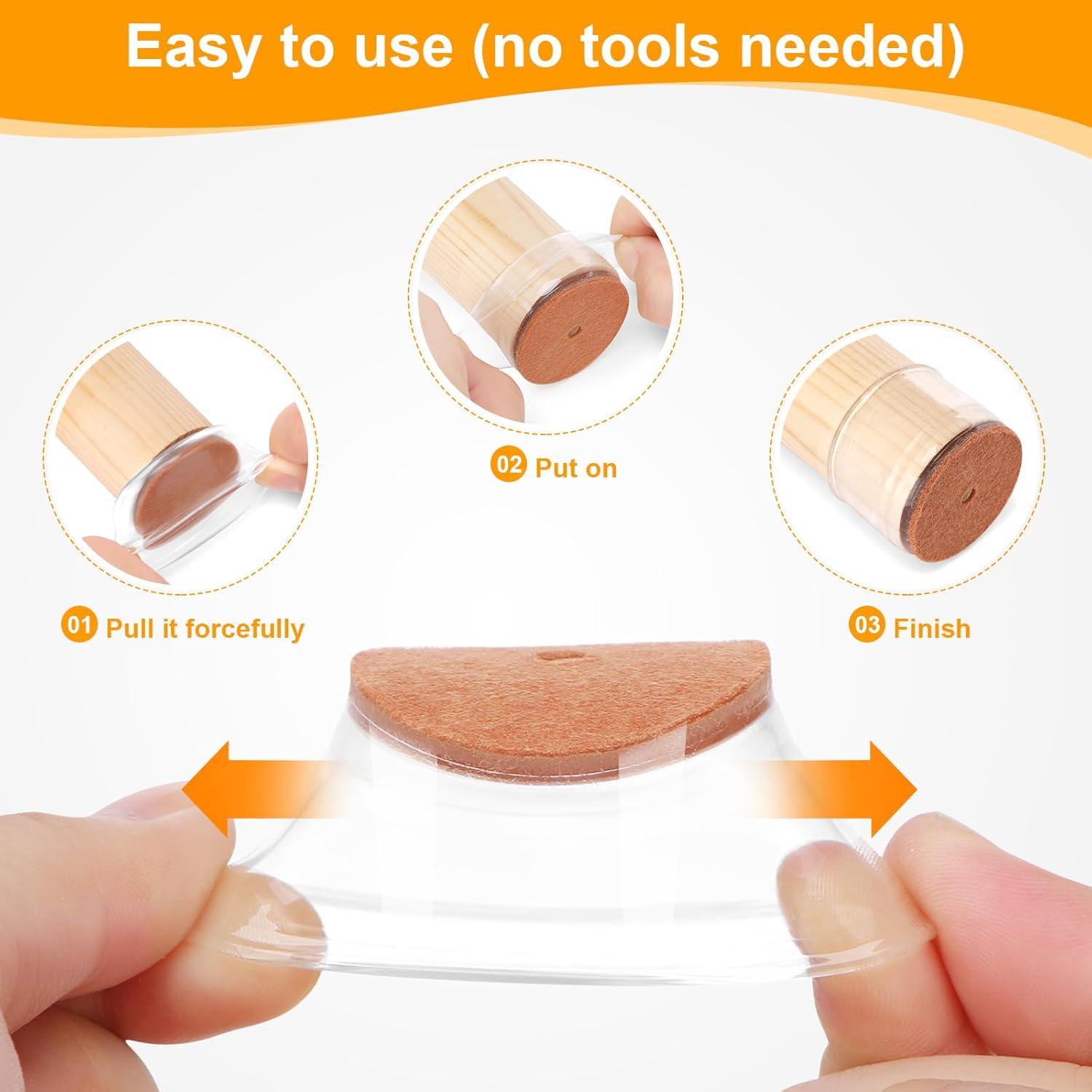 CHUNZEXI 48 Pack Chair Leg Floor Protectors for Hardwood Floors, Silicone Felt Covers Pads Caps