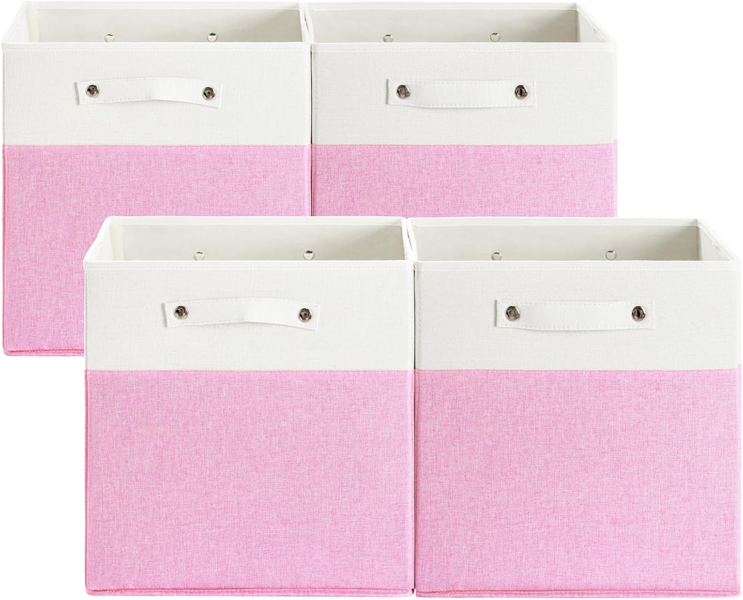 13 x 13 Inch Fine Linen Storage Bins with Handles，Fabric Cube Boxs，Collapsible Basket Organizers