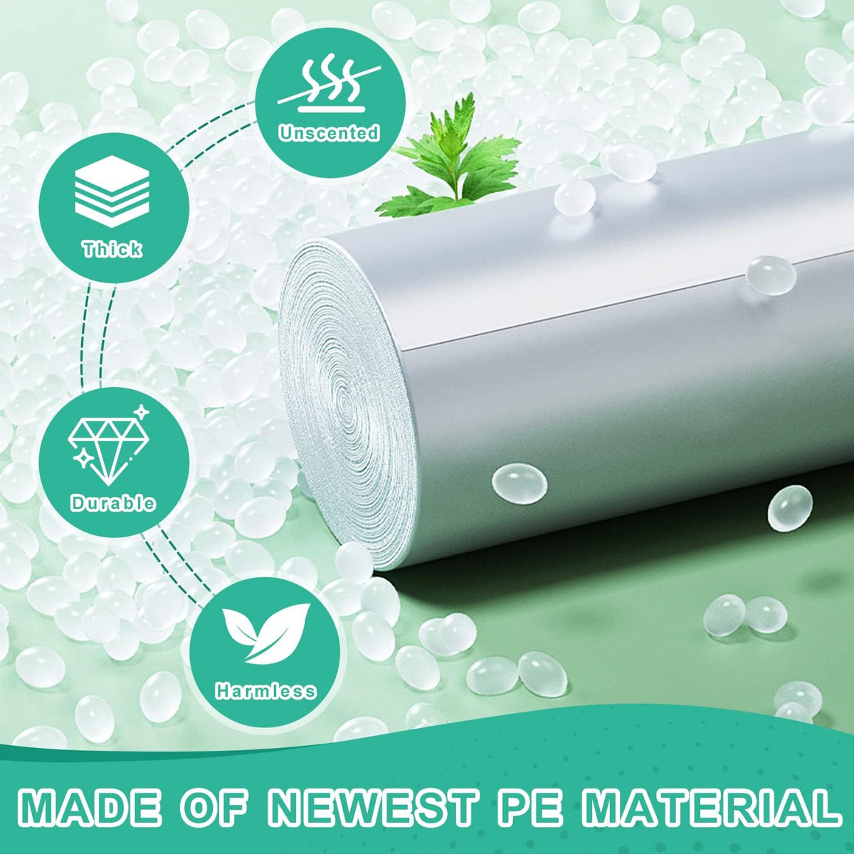 120 Count 8 Gallon Trash Bags Unscented - Thick Clear Medium Garbage bags, 30 Liter Strong Plastic