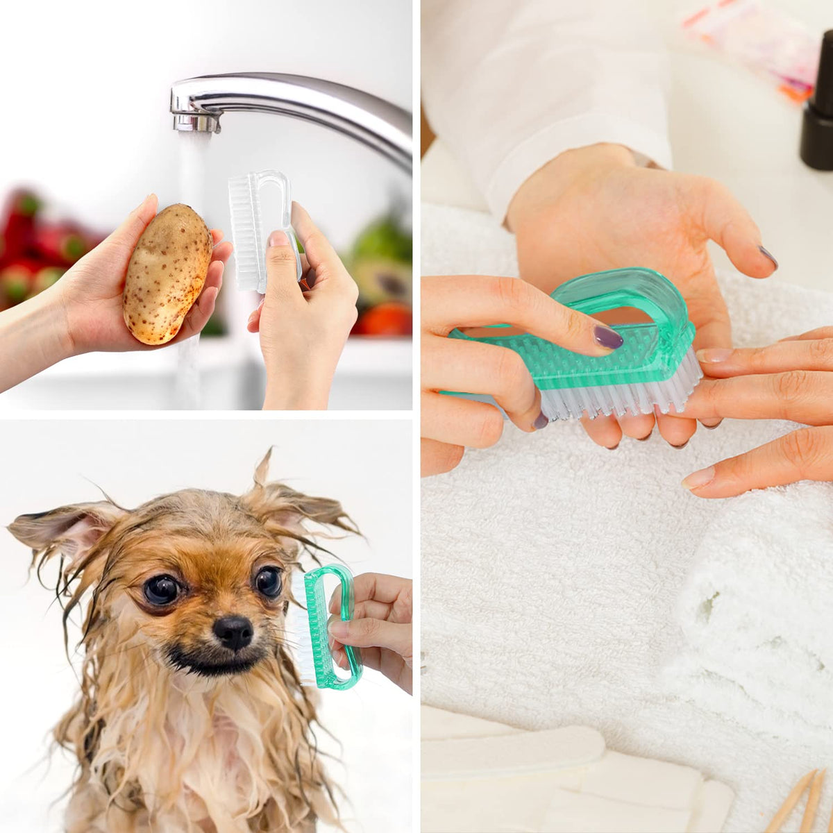 Handle Grip Nail Brush, Hand Fingernail Brush Cleaner Scrubbing Kit Pedicure for Toes and Nails Men