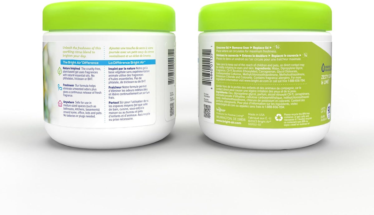 Bright Air 14 oz. Super Odor Eliminator, For Medium-Size Spaces, Zesty Lemon & Lime Scent, Case of