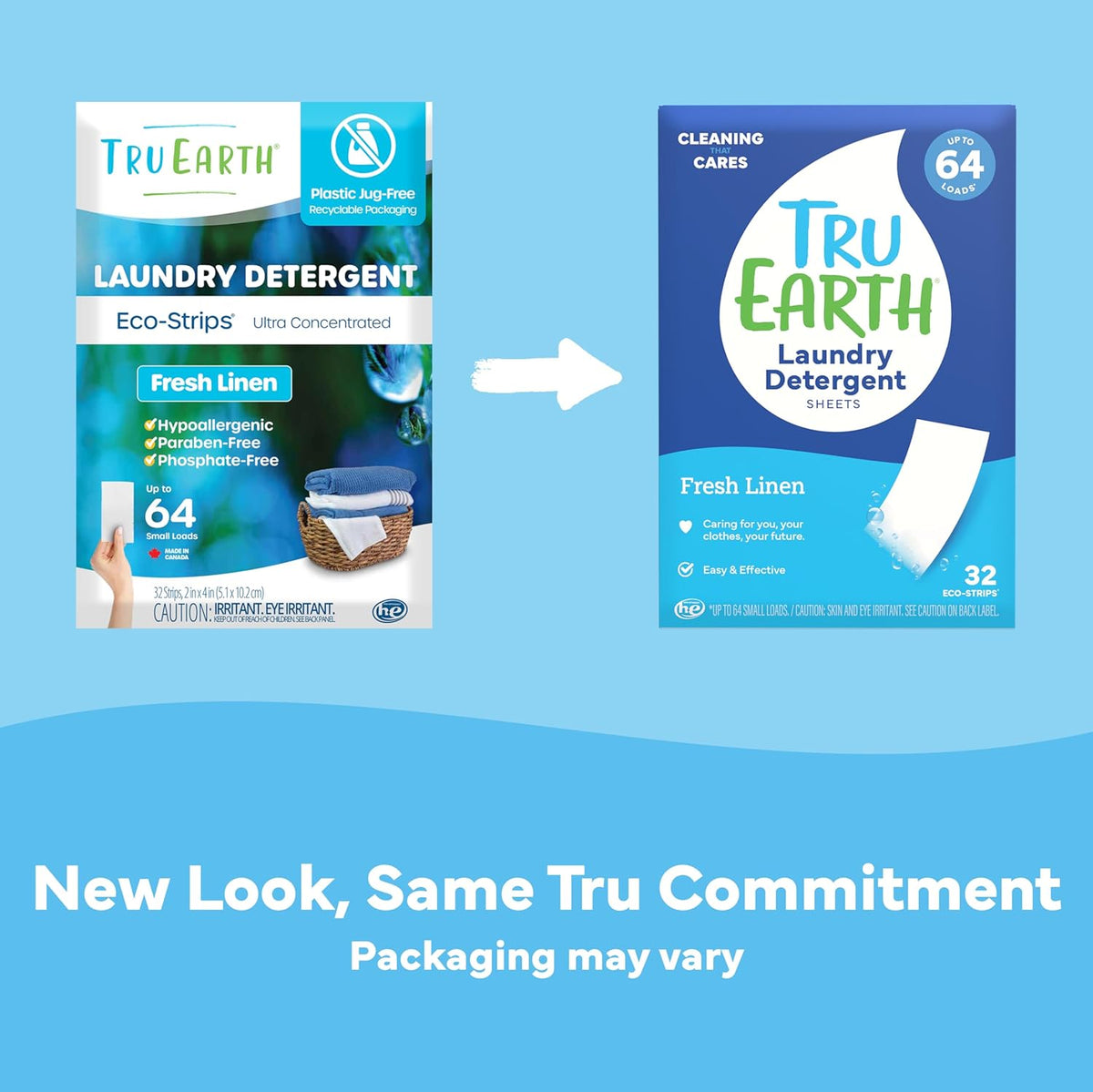 Tru Earth Compact Dry Laundry Detergent Sheets - Up to 64 Loads (32 Sheets) - Paraben-Free