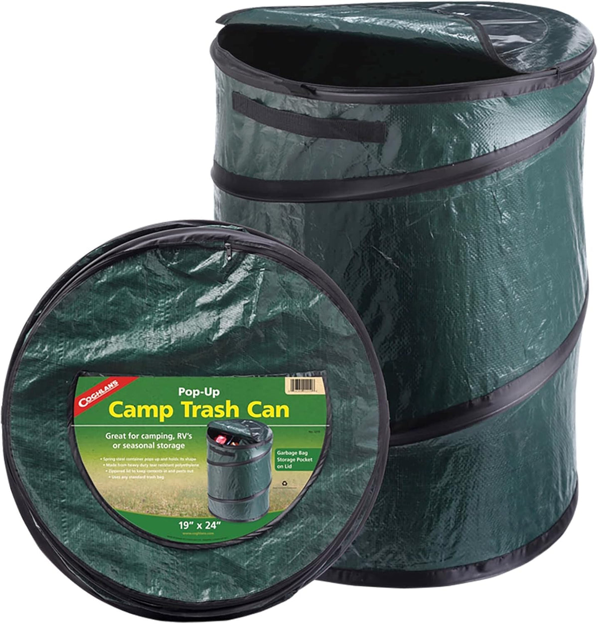 Coghlan's Pop-Up Lightweight Trash Can – Collapsible Waste Bin for Camping, RV, Outdoor Events, and