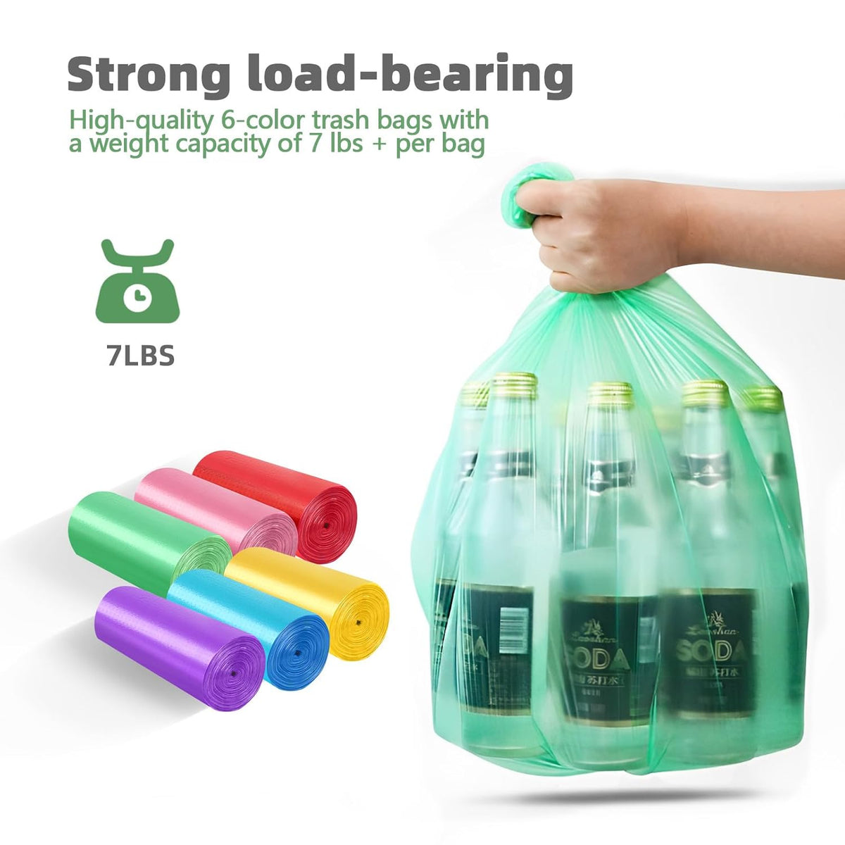Small Trash Can 3 Pack 1.8 Gallons, Bathroom Trash Can & Garbage Can with 6 Trash Bags, Bedroom