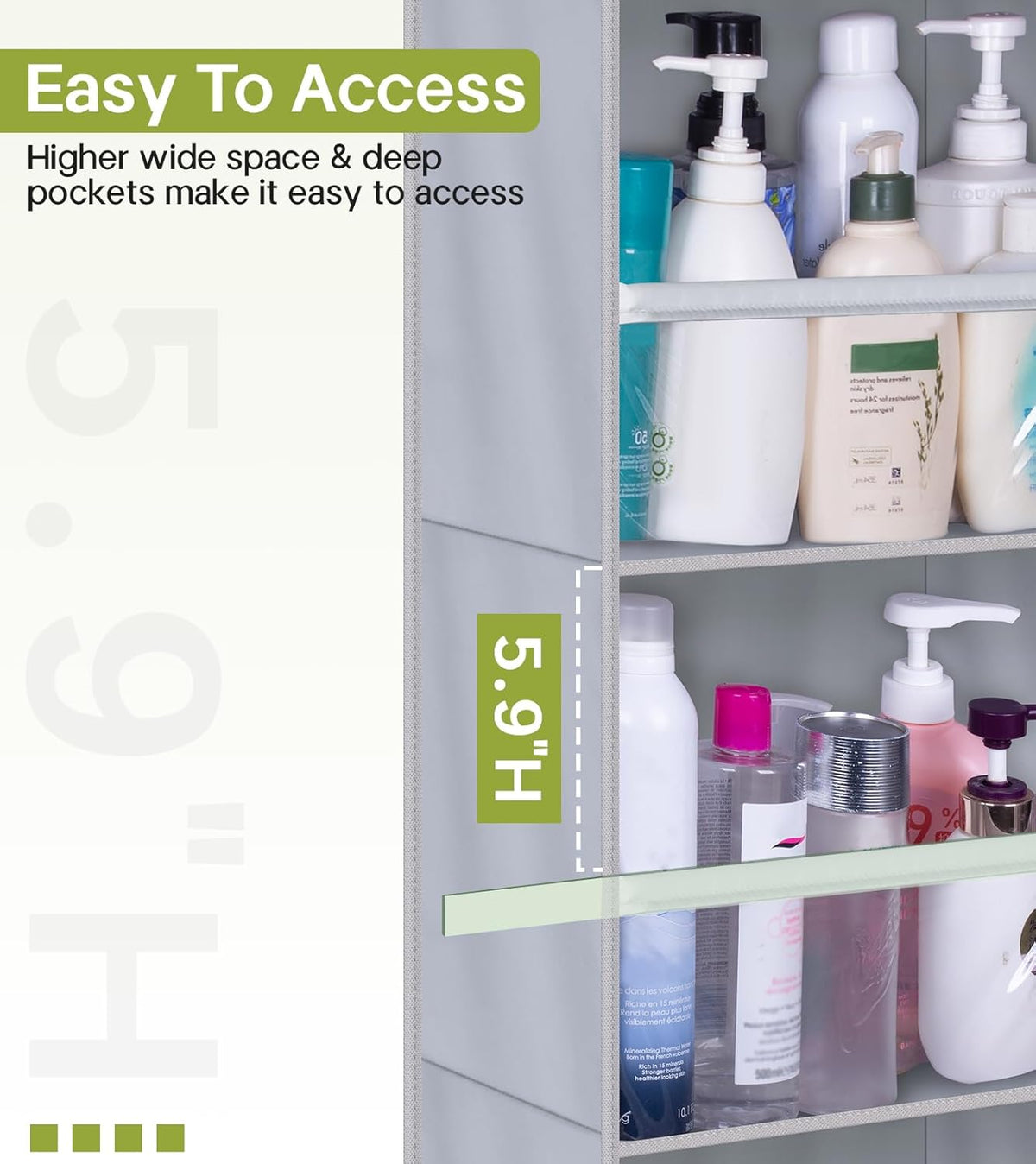 AOODA Over the Door Organizer, Large Capacity Closet Door Hanging Organizer, Clear Deep Pockets