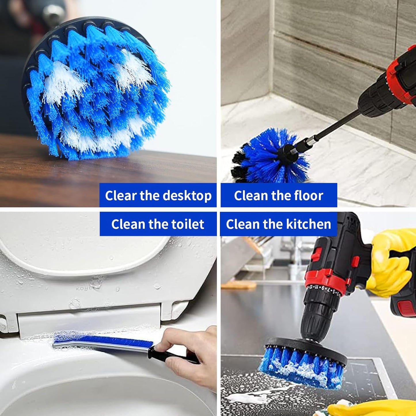 10 Pack Drill Brush Attachment Set, Drill Scrubber Brush Kit, Drill Cleaning Brush, Scrub Brush for