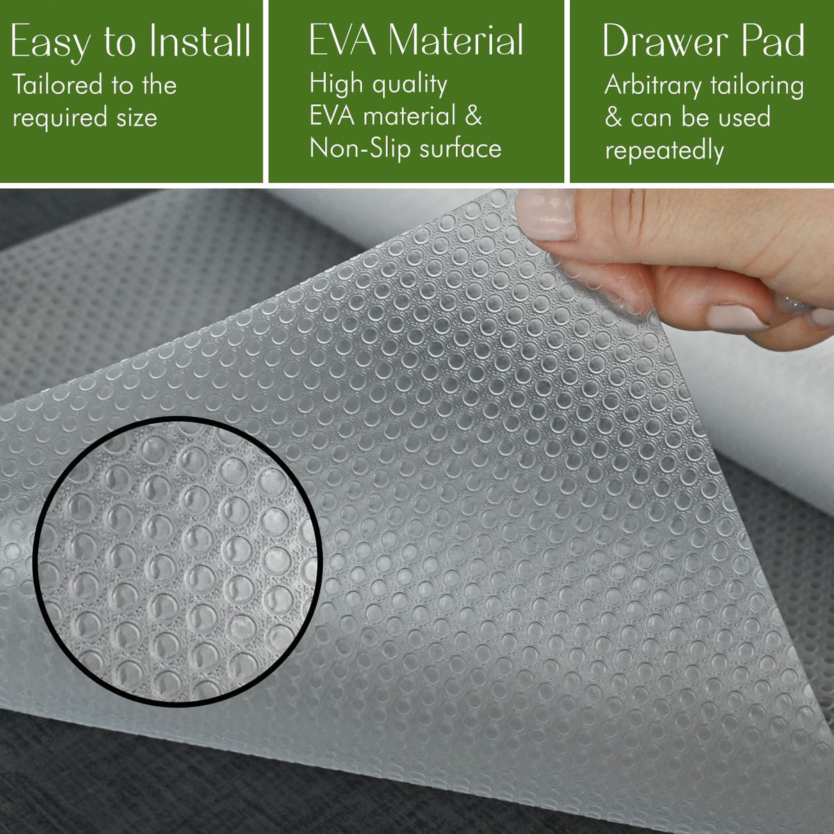 EVALAND 23.6" x 20 FT Non-Slip Shelf Liner, Non-Adhesive, BPA-Free, Waterproof Pantry Liner for